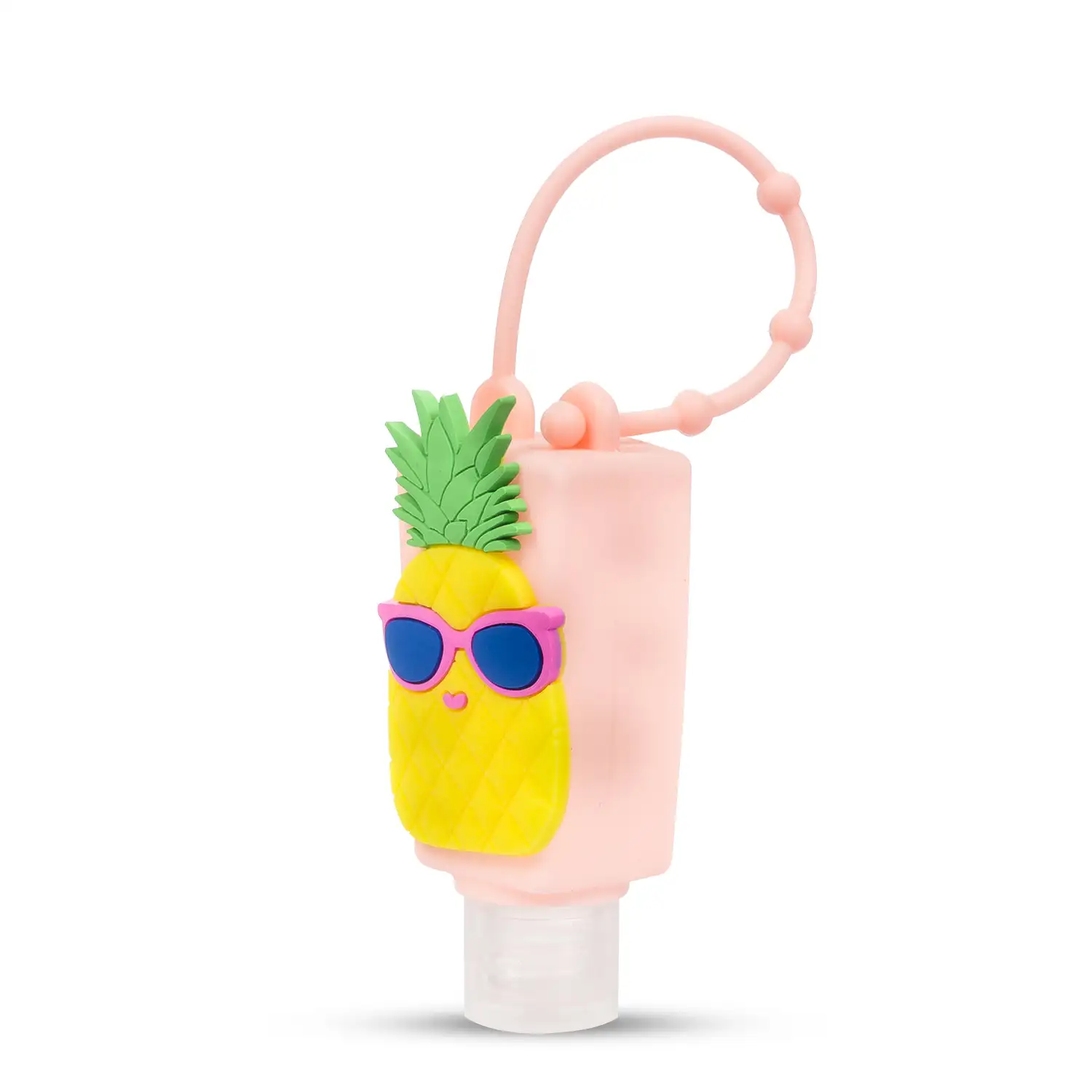 Llavero Botella higienizante de manos alcohol rellenable 30ml. Diseño piña.