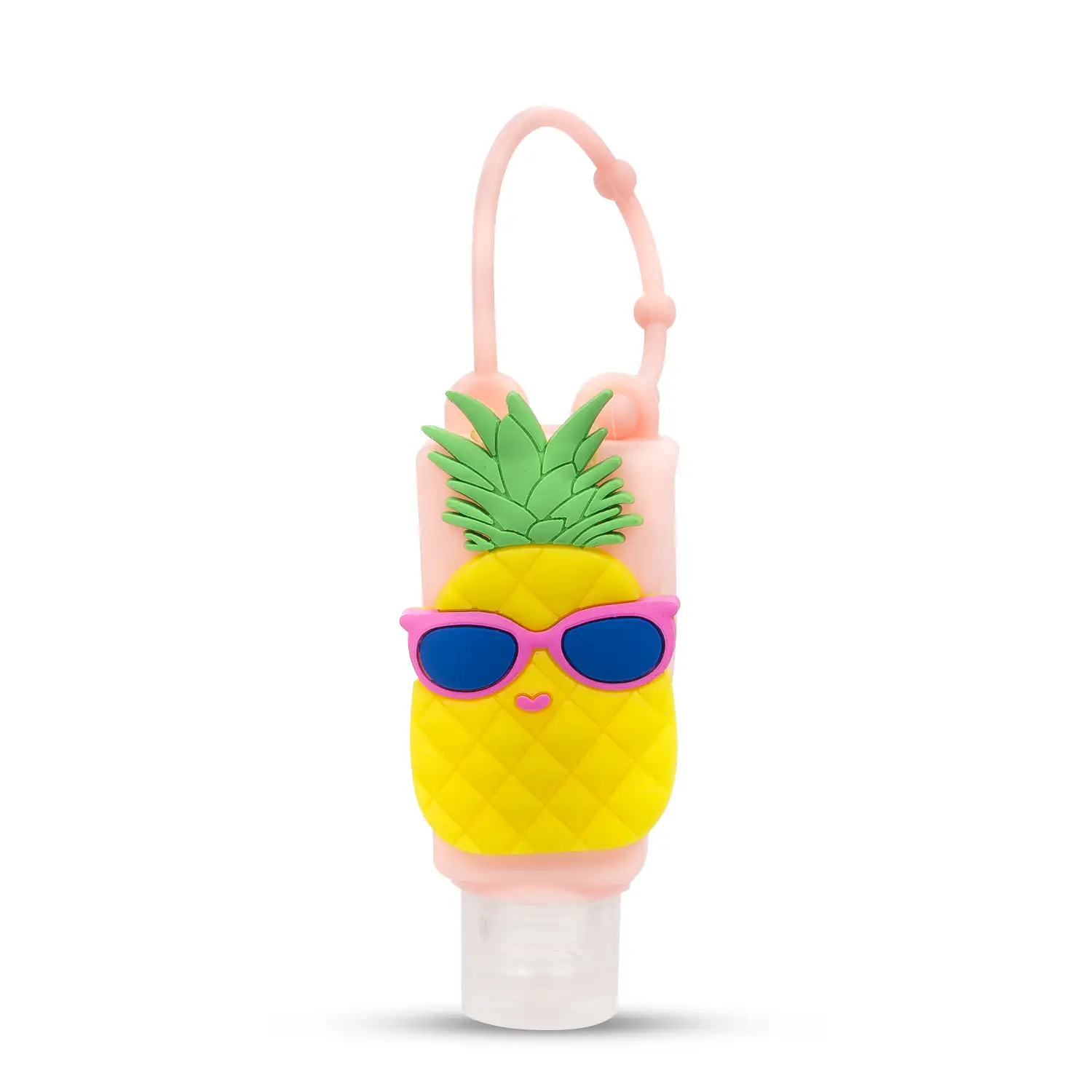 Llavero Botella higienizante de manos alcohol rellenable 30ml. Diseño piña.