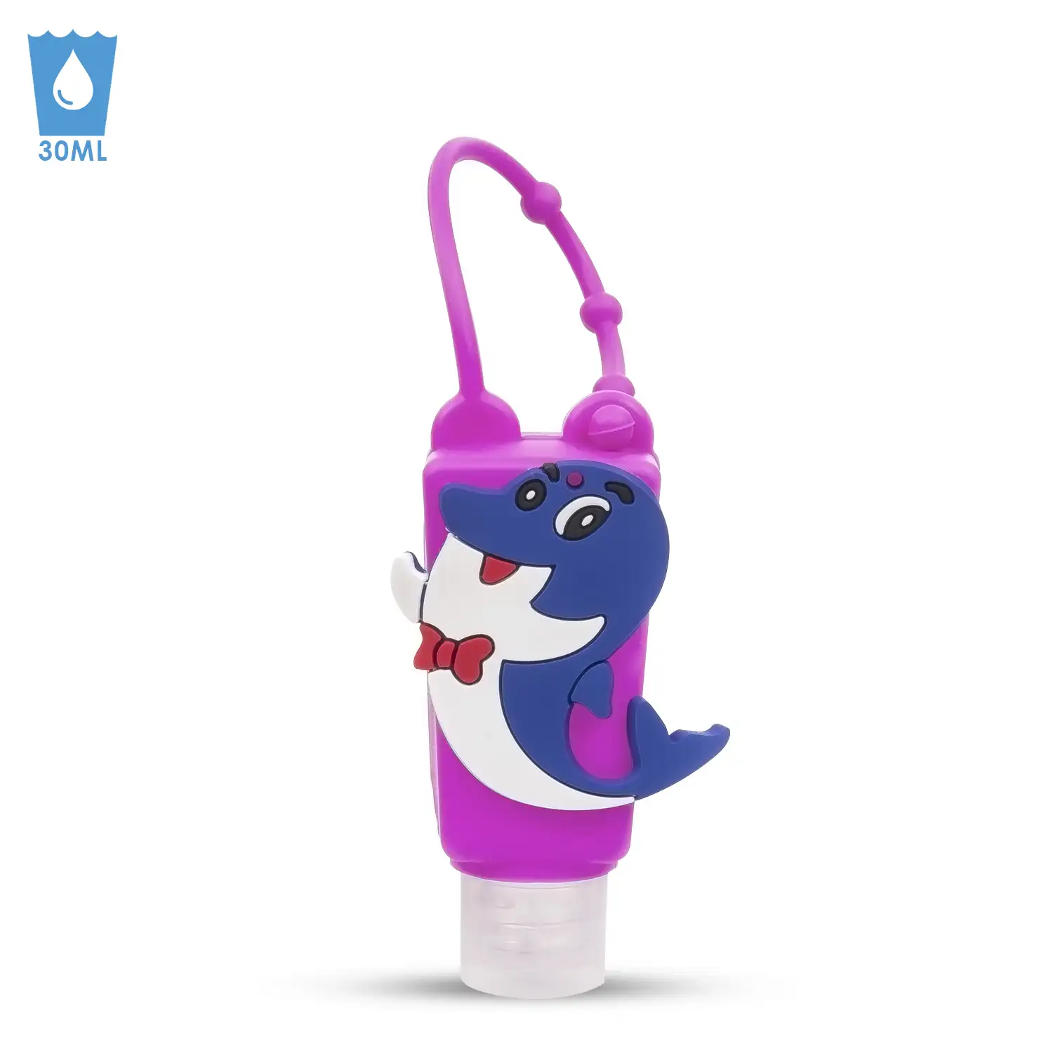 Llavero Botella higienizante de manos alcohol rellenable 30ml. Diseño delfín.