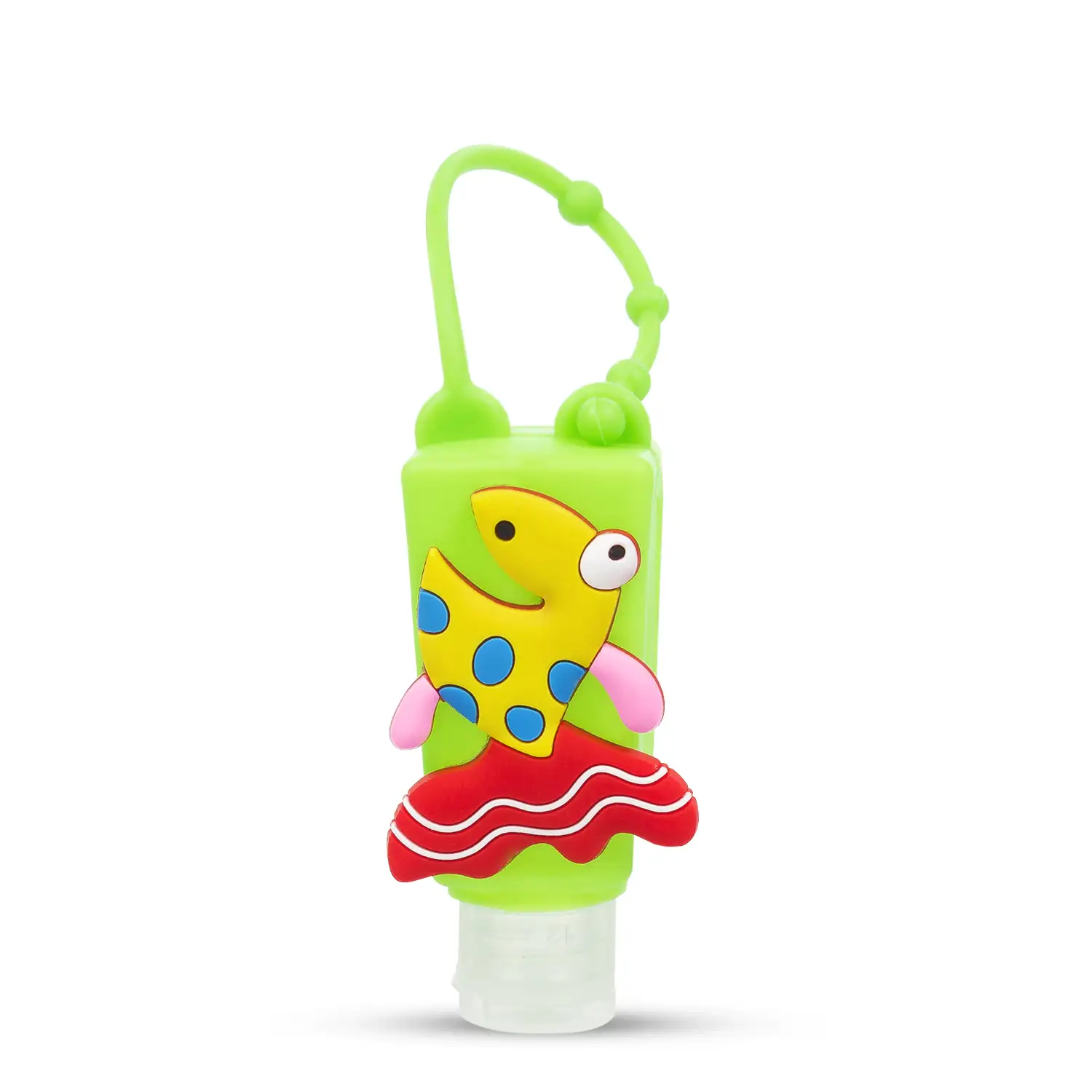 Llavero Botella higienizante de manos alcohol rellenable 30ml. Diseño pez.