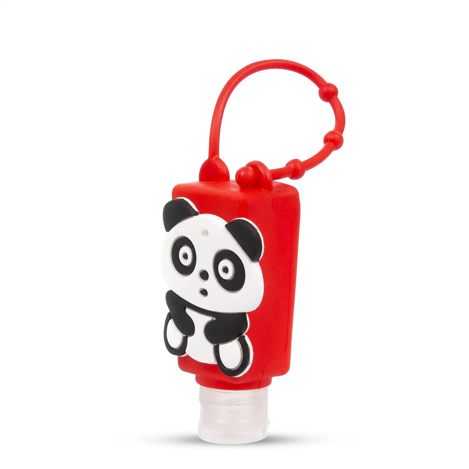 Llavero Botella higienizante de manos alcohol rellenable 30ml. Diseño panda.
