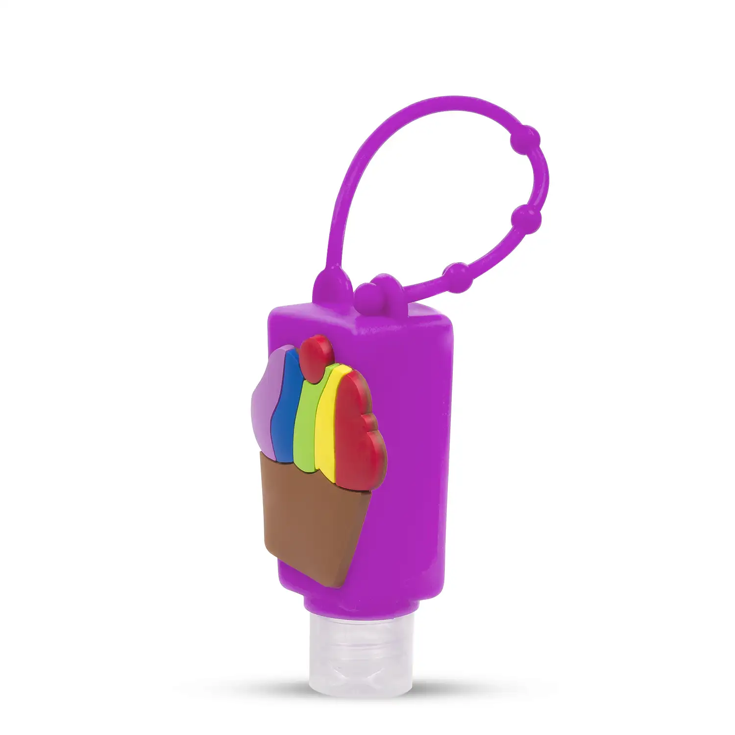 Llavero Botella higienizante de manos alcohol rellenable 30ml. Diseño pastel.