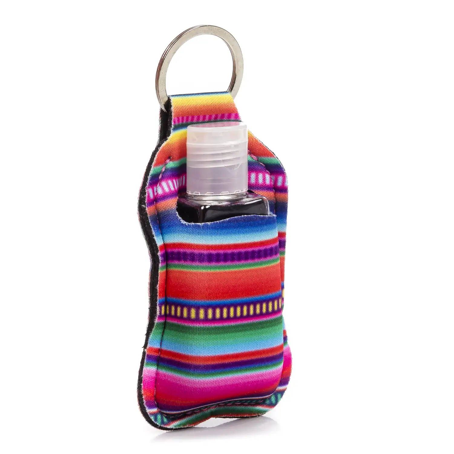 Llavero botella higienizante de manos alcohol rellenable 30ml tejido diseño Stripes.