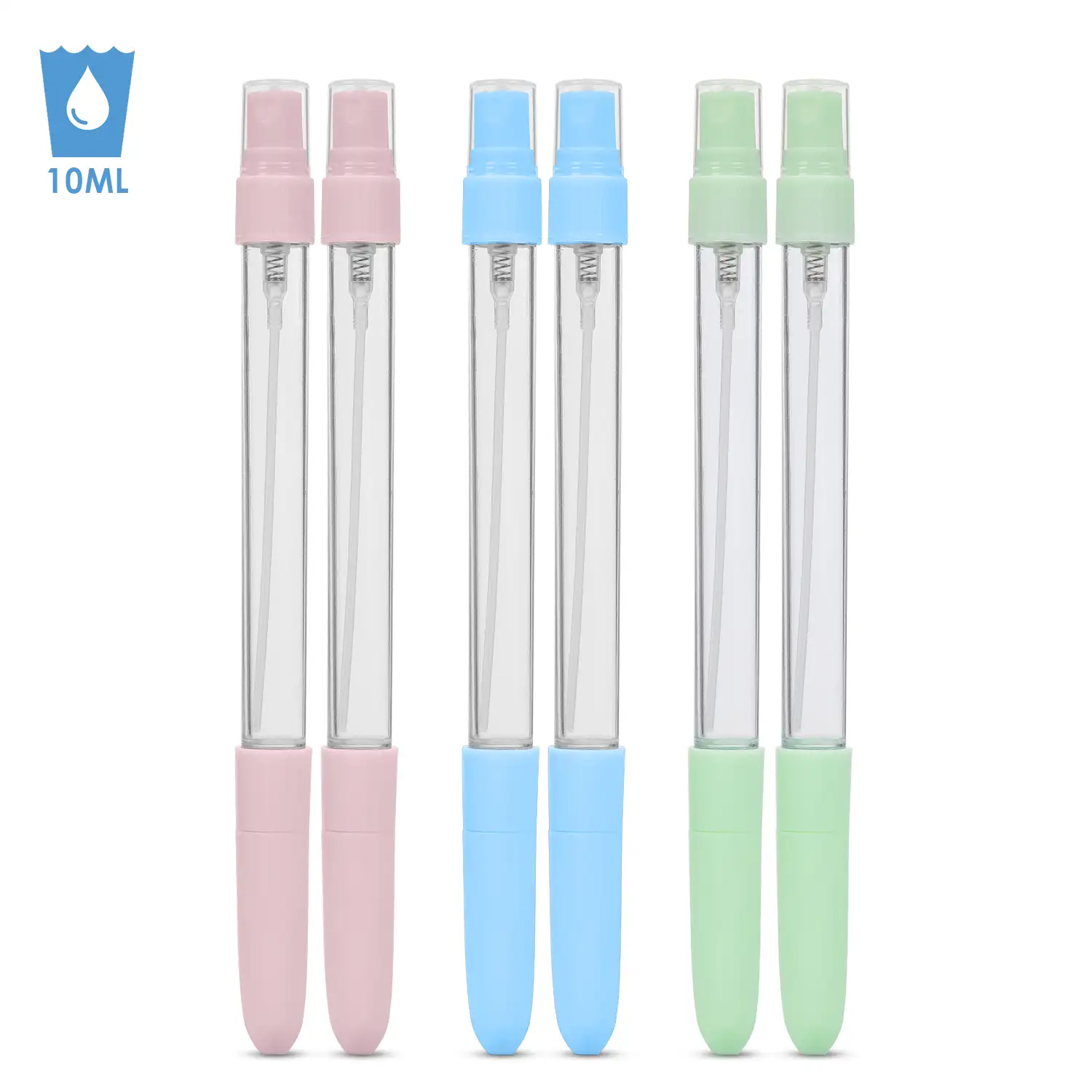 Bolígrafo con expendedor de gel hidroalcohólico. Pack de 6 uds. en colores variados.