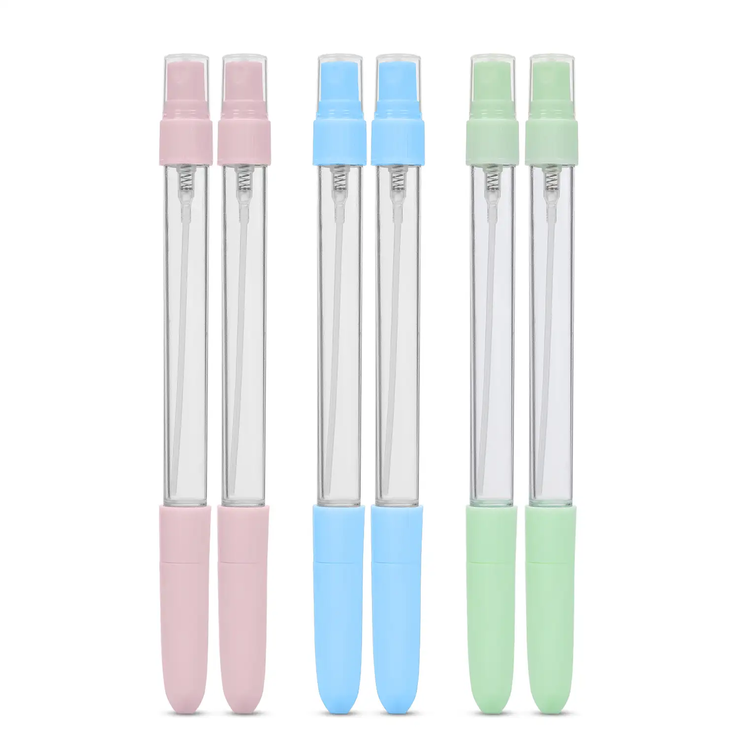 Bolígrafo con expendedor de gel hidroalcohólico. Pack de 6 uds. en colores variados.