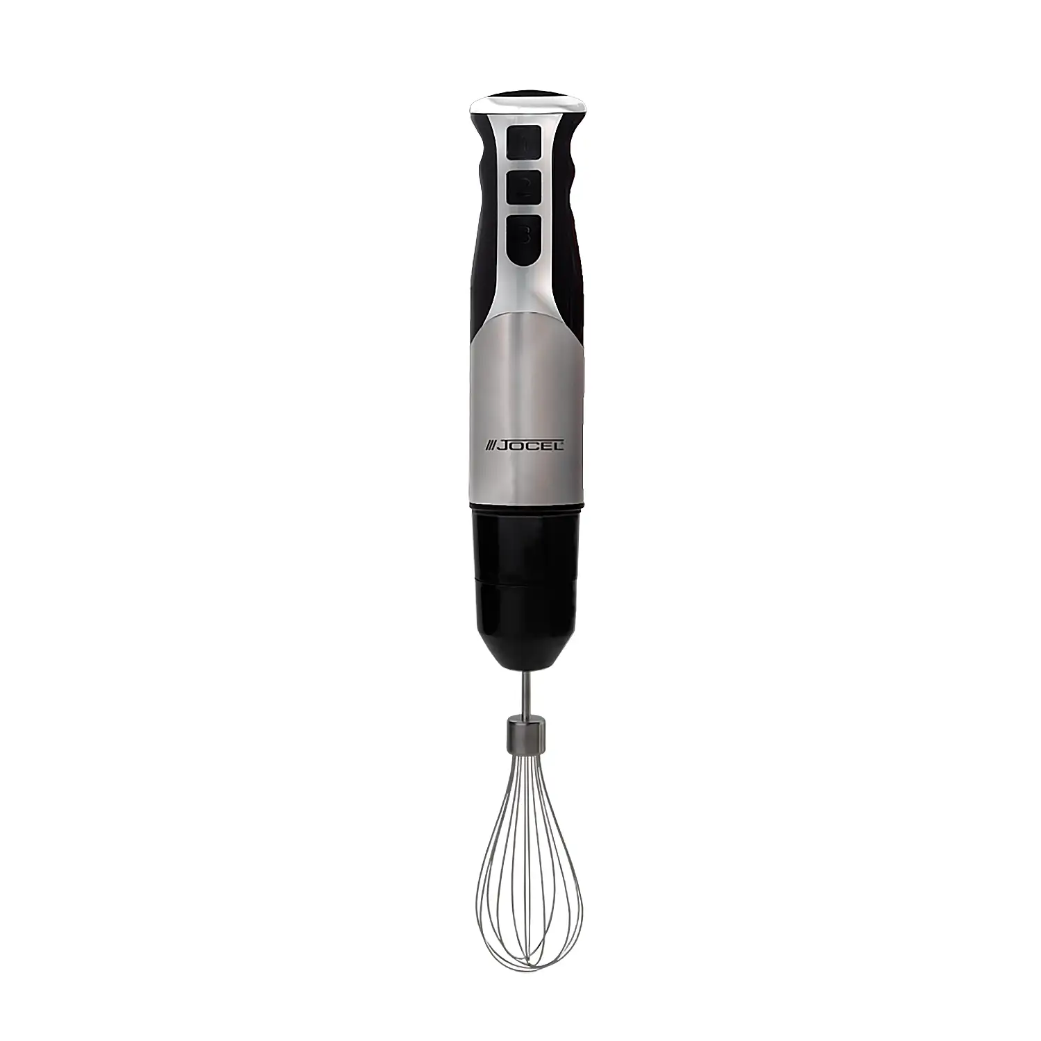 Batidora de 800W con tres velocidades. Incluye picadora, amasador y taza con tapa.