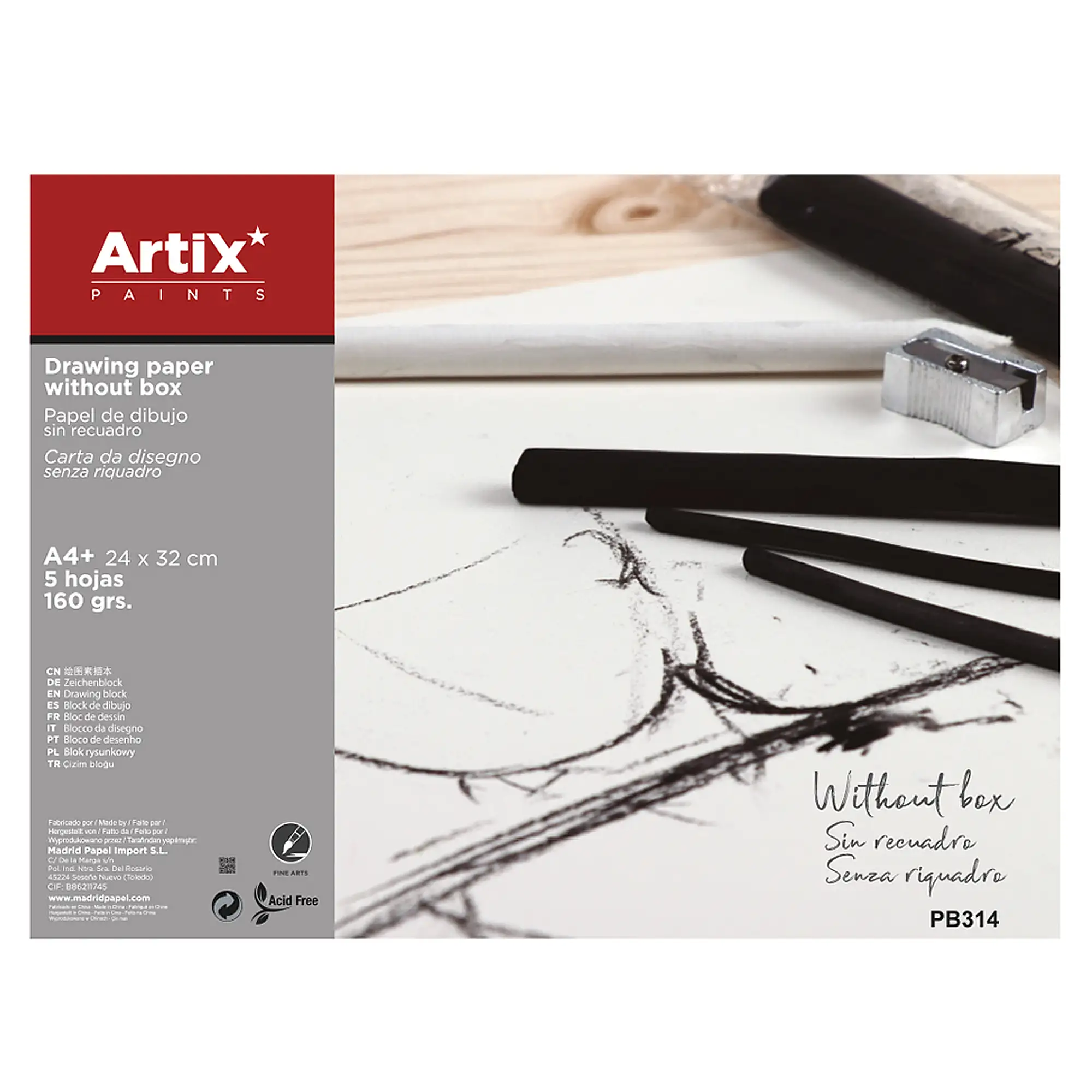 12 packs PAPEL DE DIBUJO SIN RECUADRO 24 x 32 cm 5 HOJAS