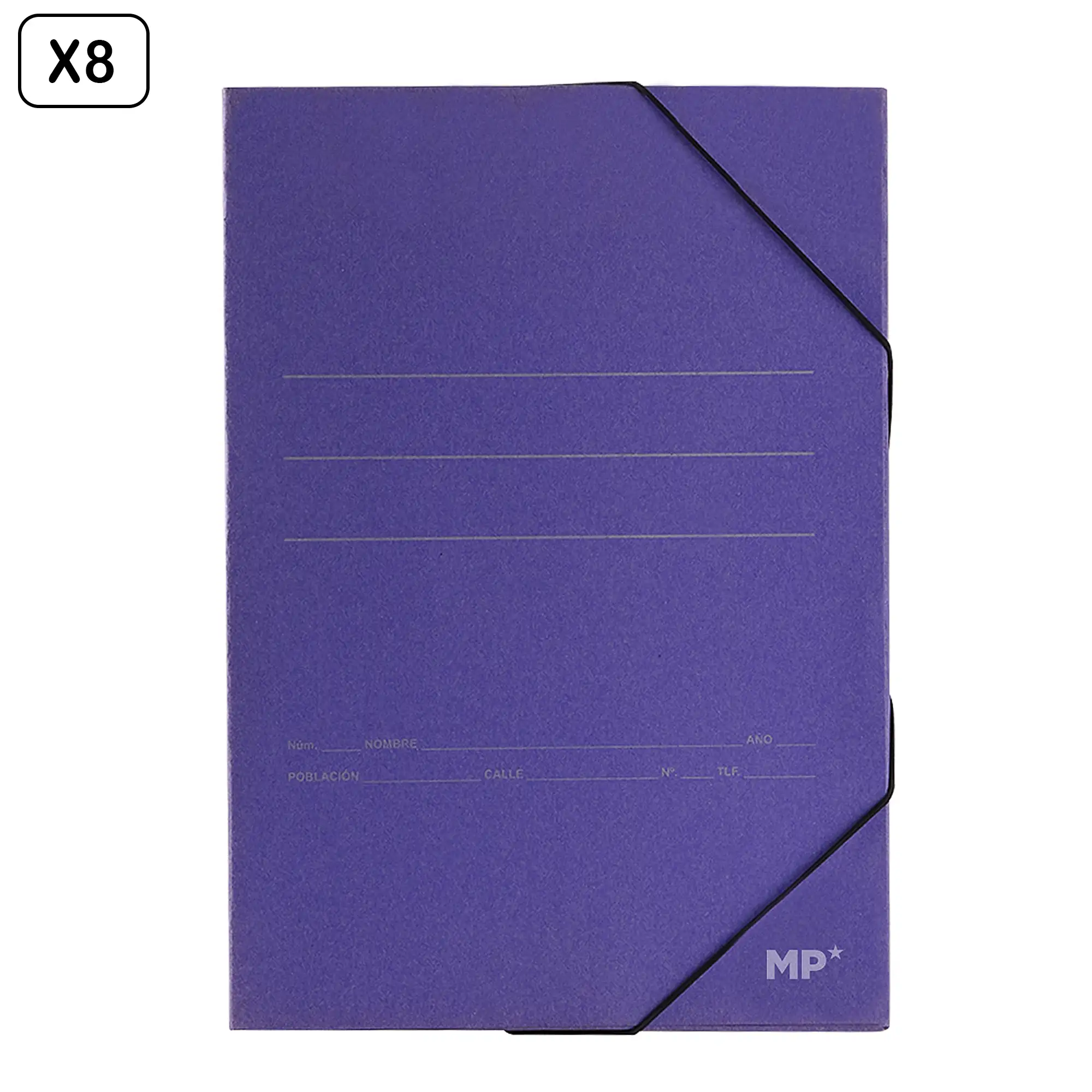 PACK 8 Uds. CARPETA LOMO AZUL CON SOLAPA Fº ECO