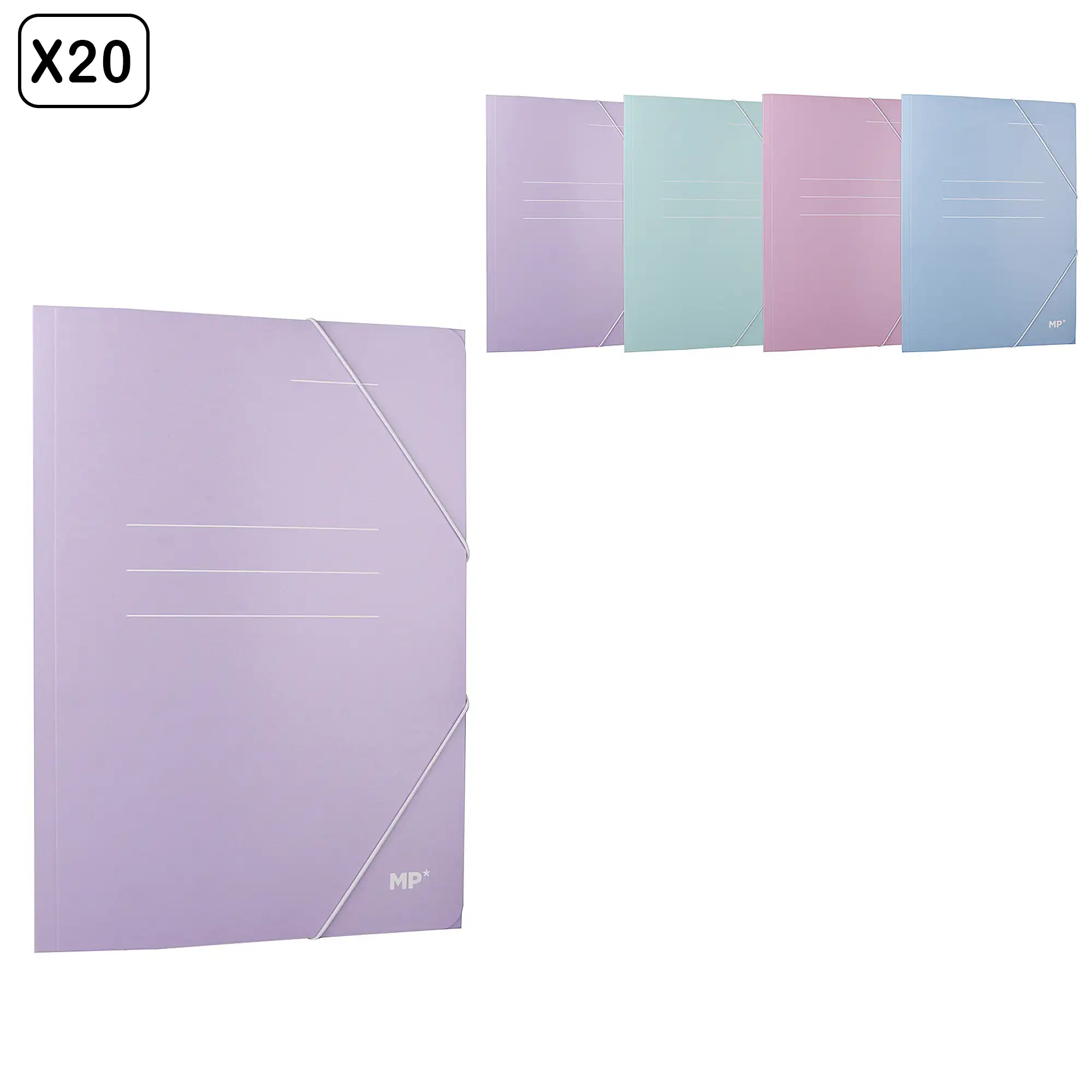 PACK 20 Uds. CARPETA PASTEL CON SOLAPA A4+