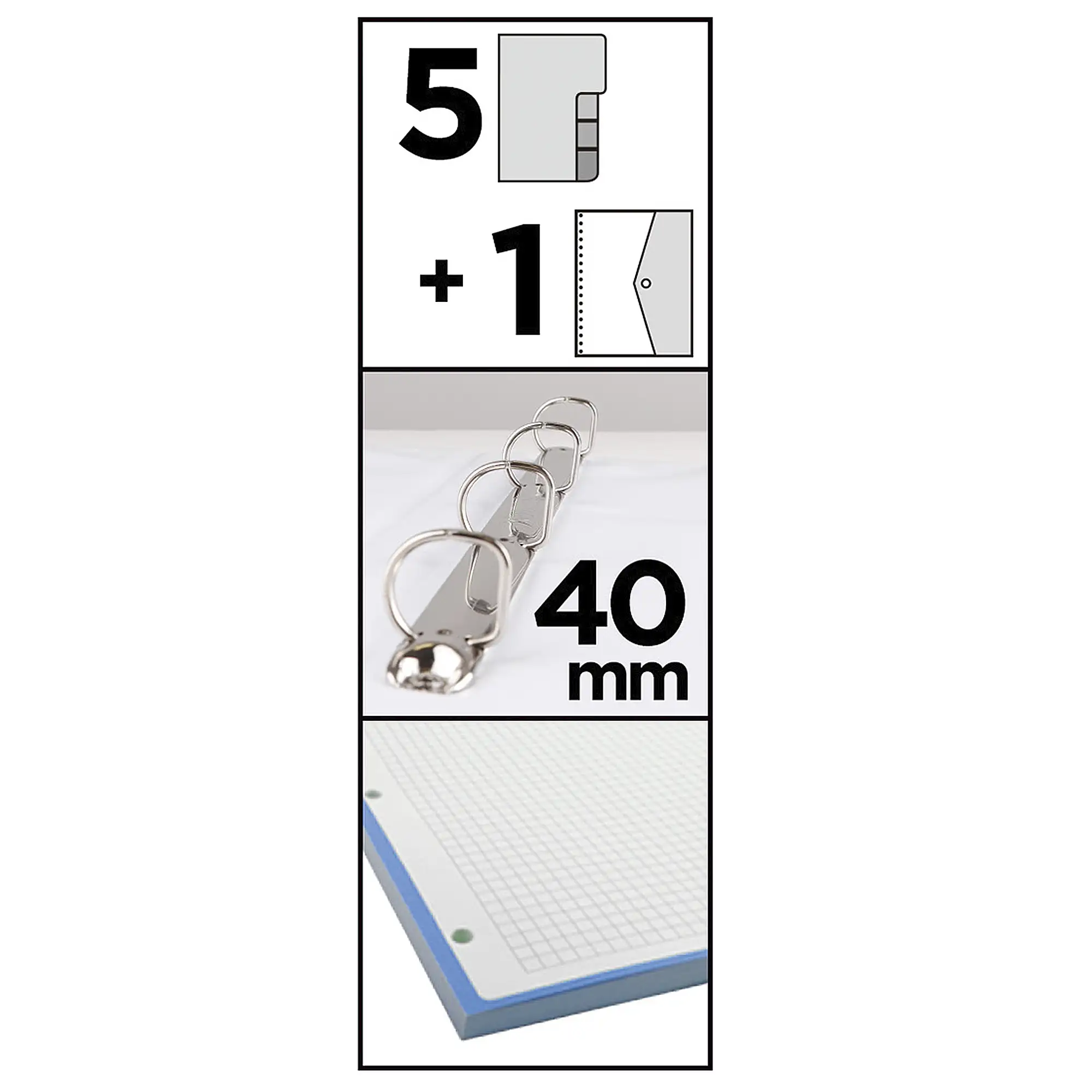 PACK 6 UNIDADES CARPETA 4 ANILLAS CON RECAMBIO A4 MOOD COLLECTION