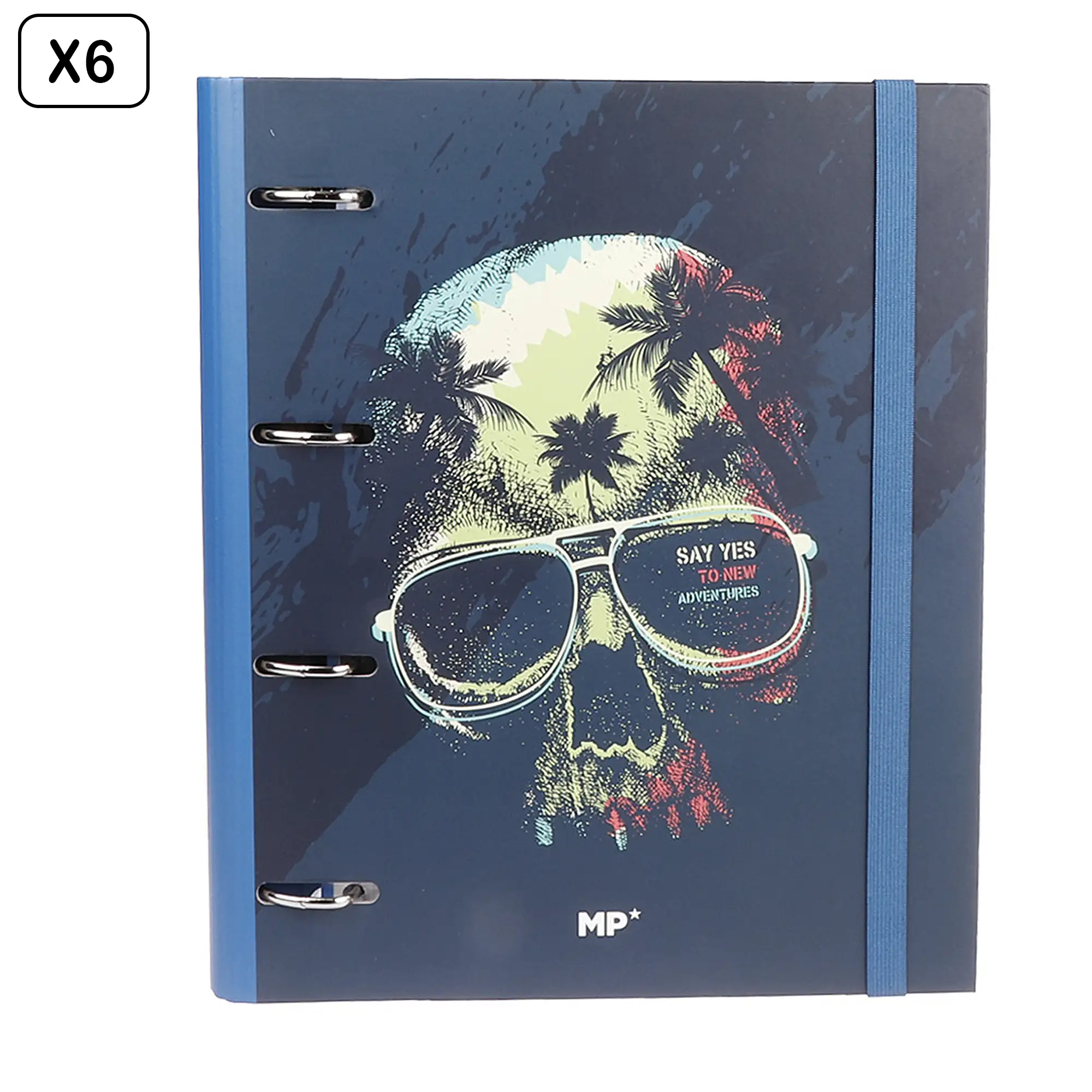 PACK 6 UNIDADES CARPETA 4 ANILLAS CON RECAMBIO A4 CALAVERA