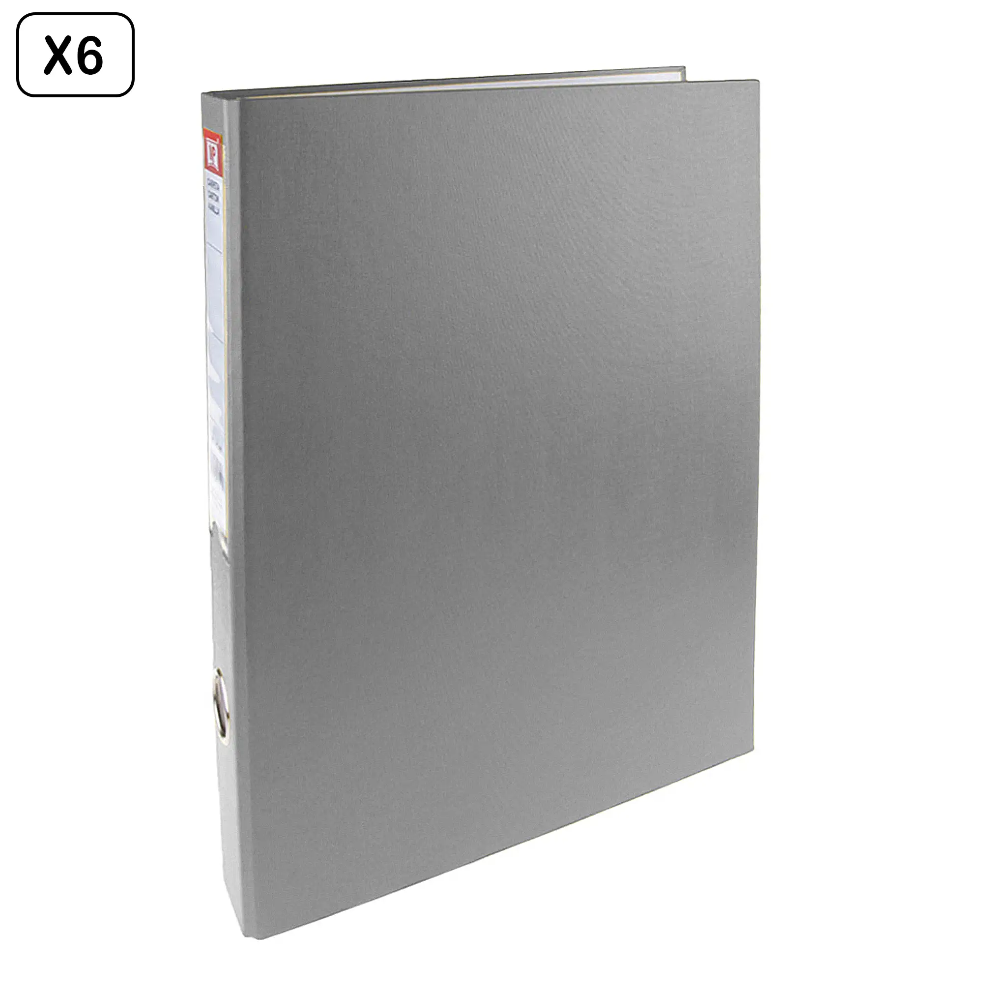 PACK 6 Uds. CARPETA Fº 2 ANILLAS GRIS