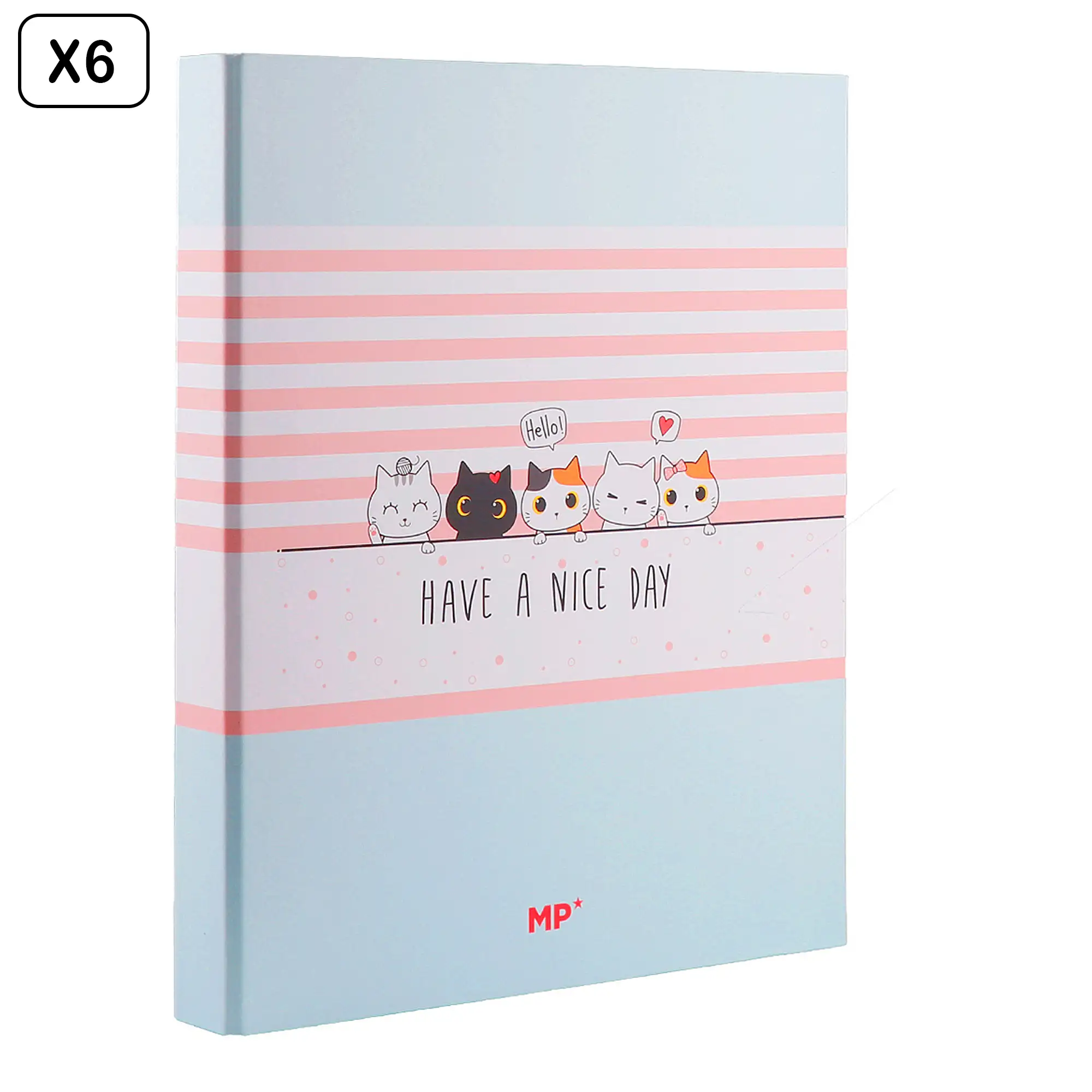 PACK 6 UNIDADES CARPETA CARTÓN 4 ANILLAS Fº DISEÑO GATITOS