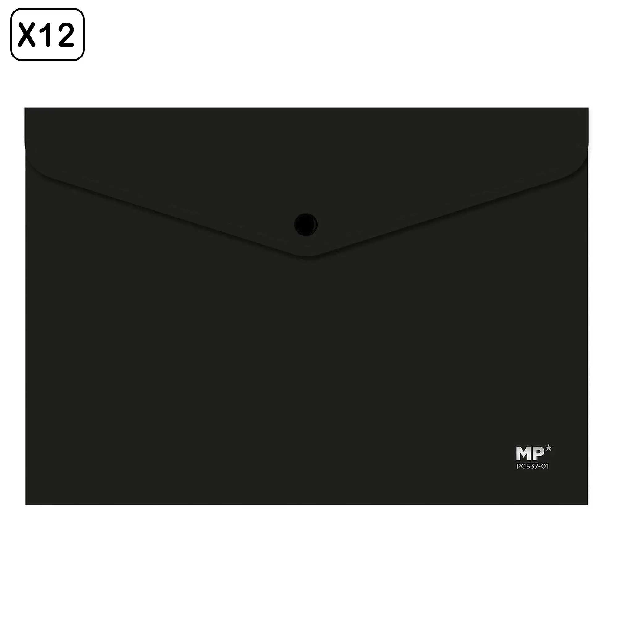 PACK 12 UNIDADES CARPETA SOBRE CIERRE BOTÓN A4 NEGRO