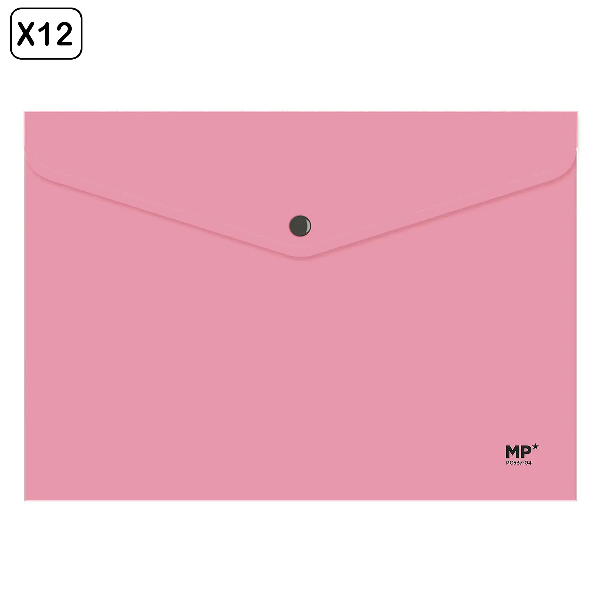 PACK 12 UNIDADES CARPETA SOBRE CIERRE BOTÓN A4 ROSA