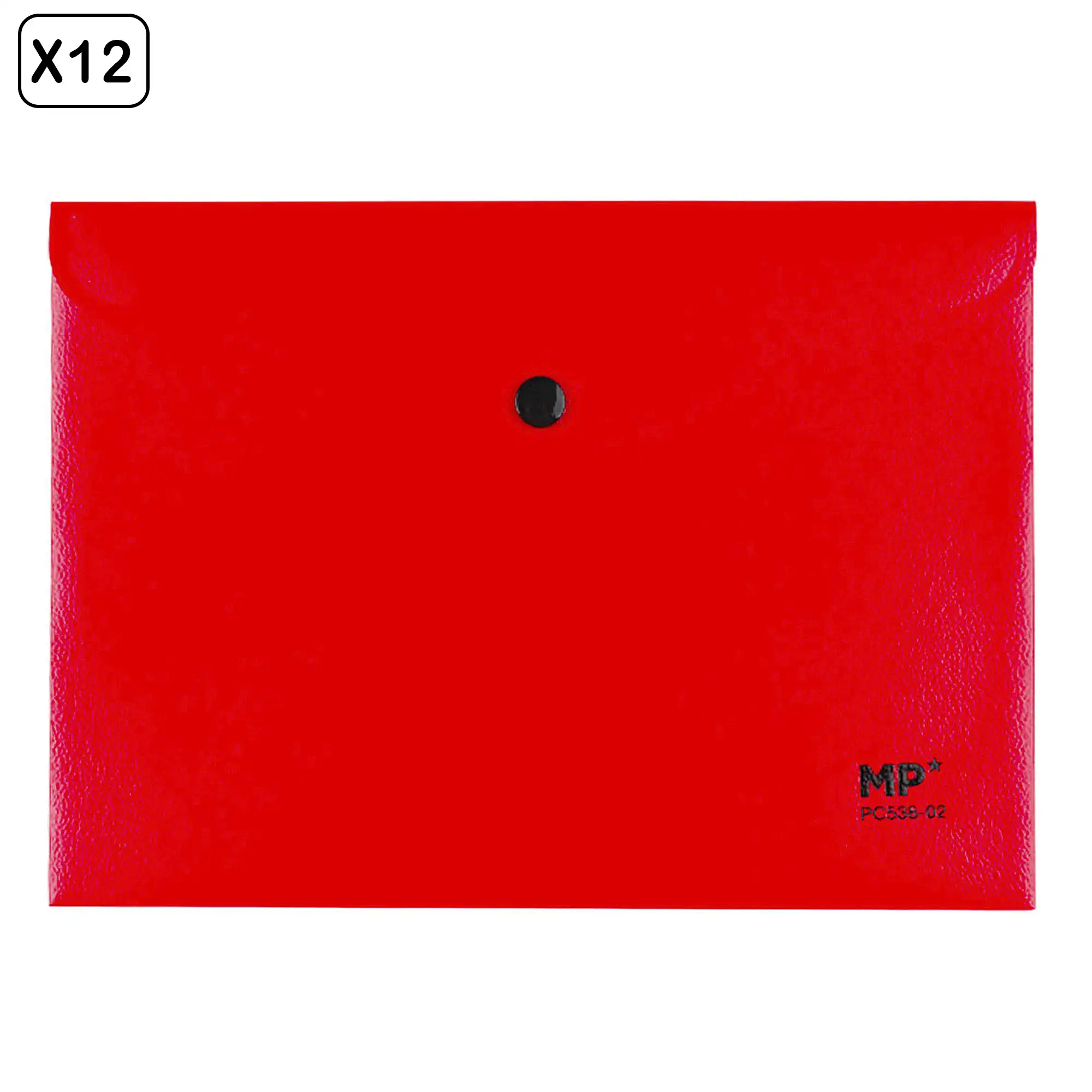 PACK 12 UNIDADES CARPETA SOBRE CIERRE BOTÓN A5 ROJO