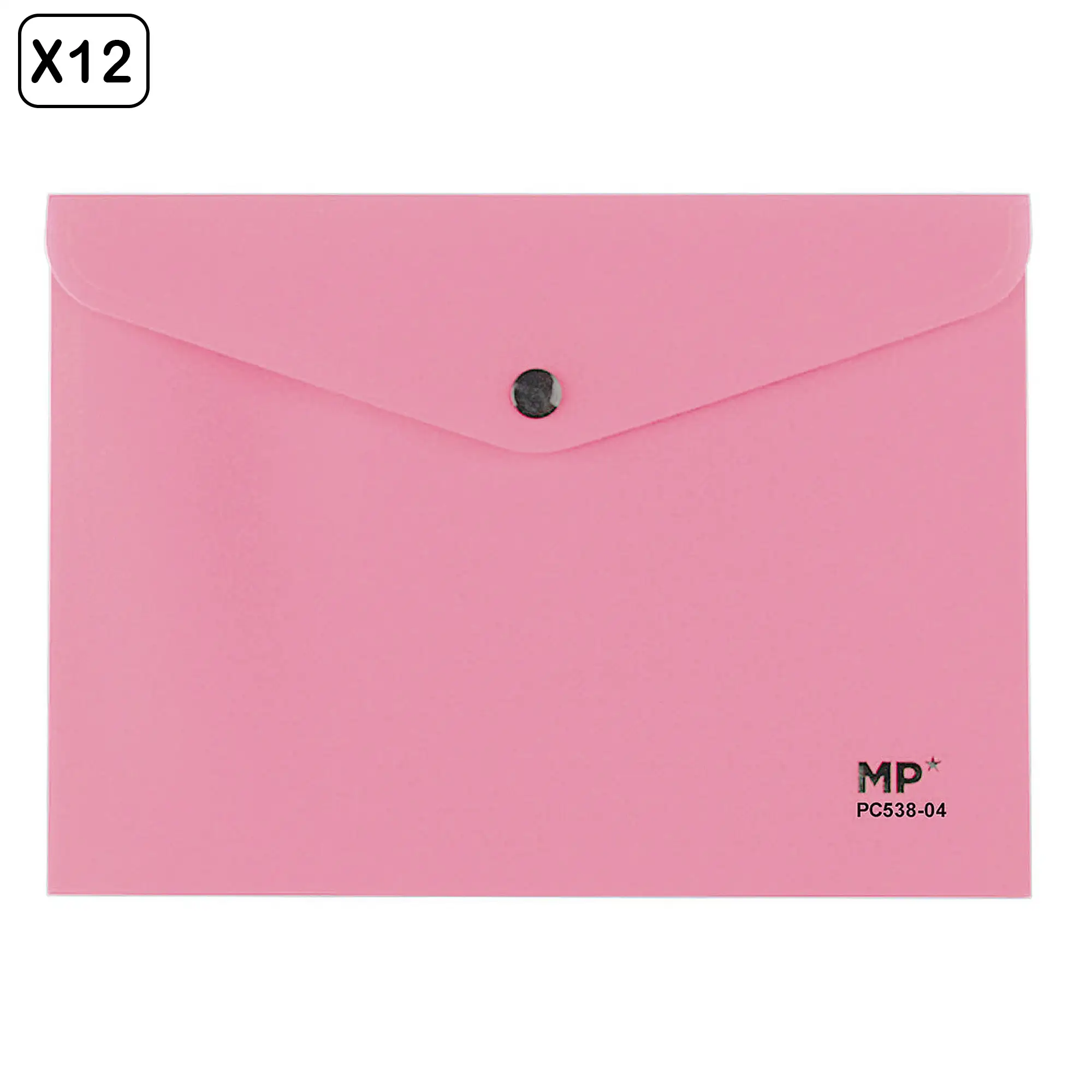 PACK 12 UNIDADES CARPETA SOBRE CIERRE BOTÓN A5 ROSA