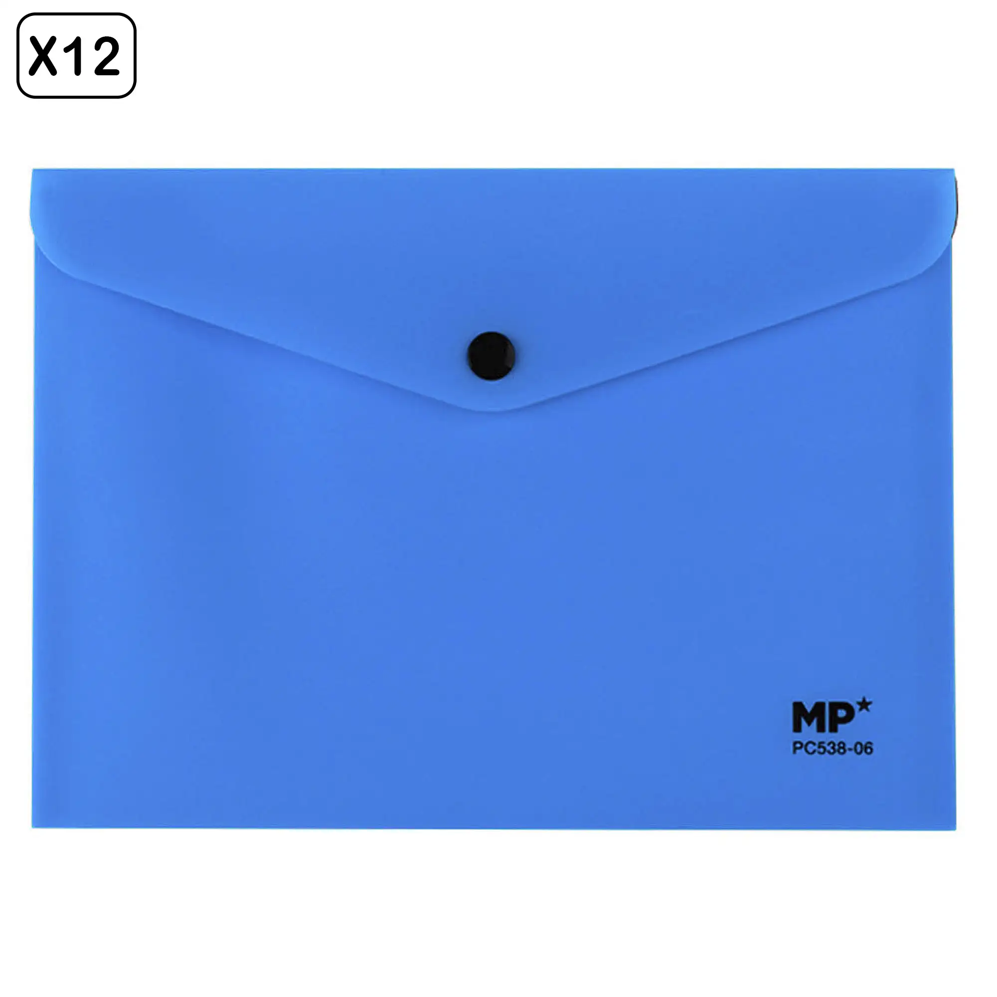 PACK 12 UNIDADES CARPETA SOBRE CIERRE BOTÓN A5 AZUL