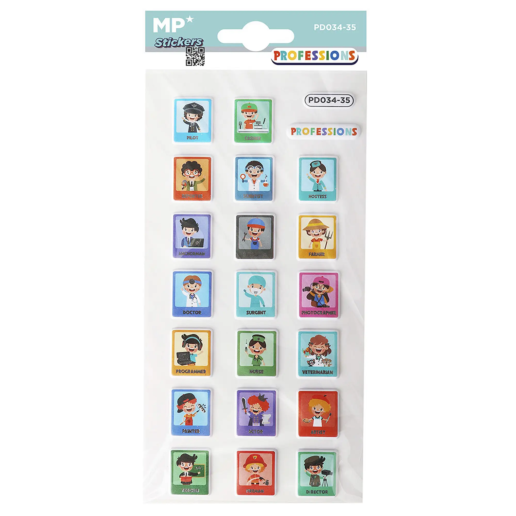 PACK 24 Uds. PEGATINAS STICKERS RELIEVE DISEÑO PROFESIONES