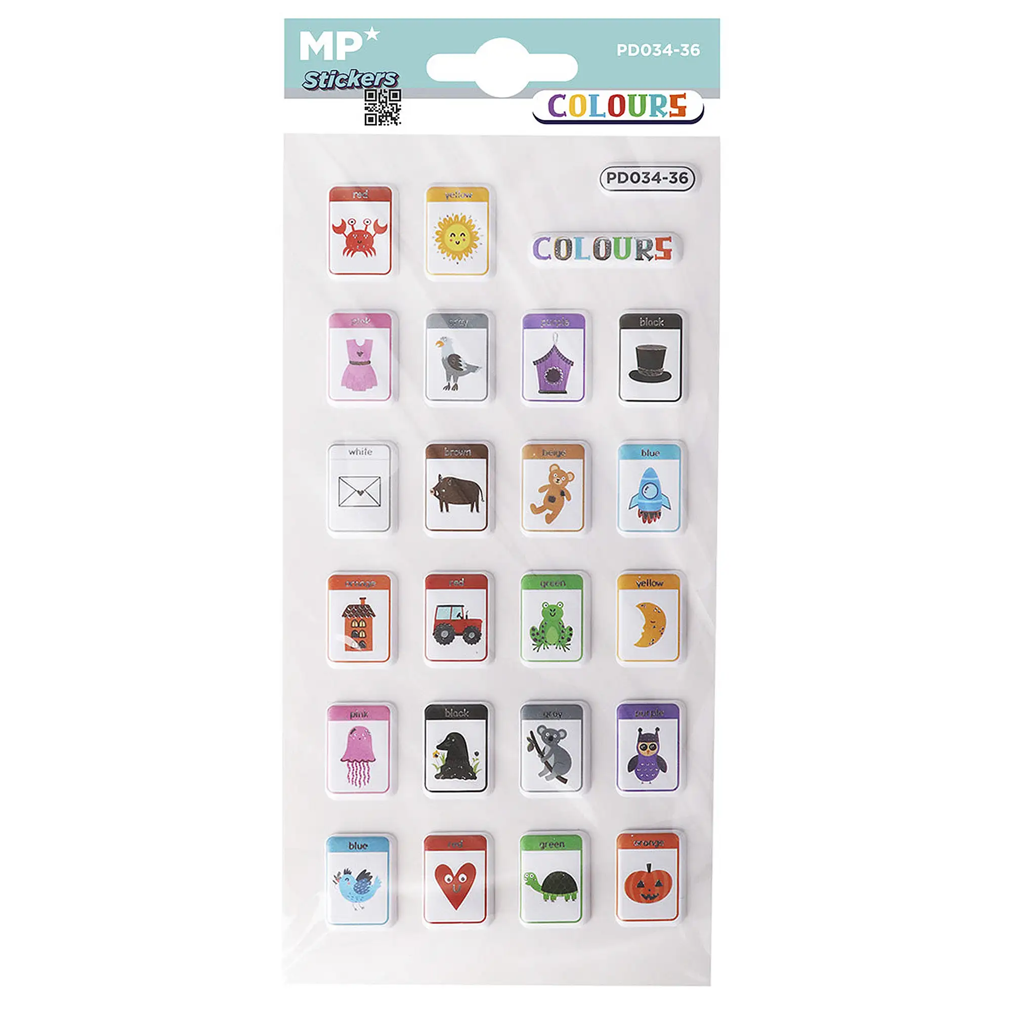 PACK 24 Uds. PEGATINAS STICKERS RELIEVE DISEÑO COLORES