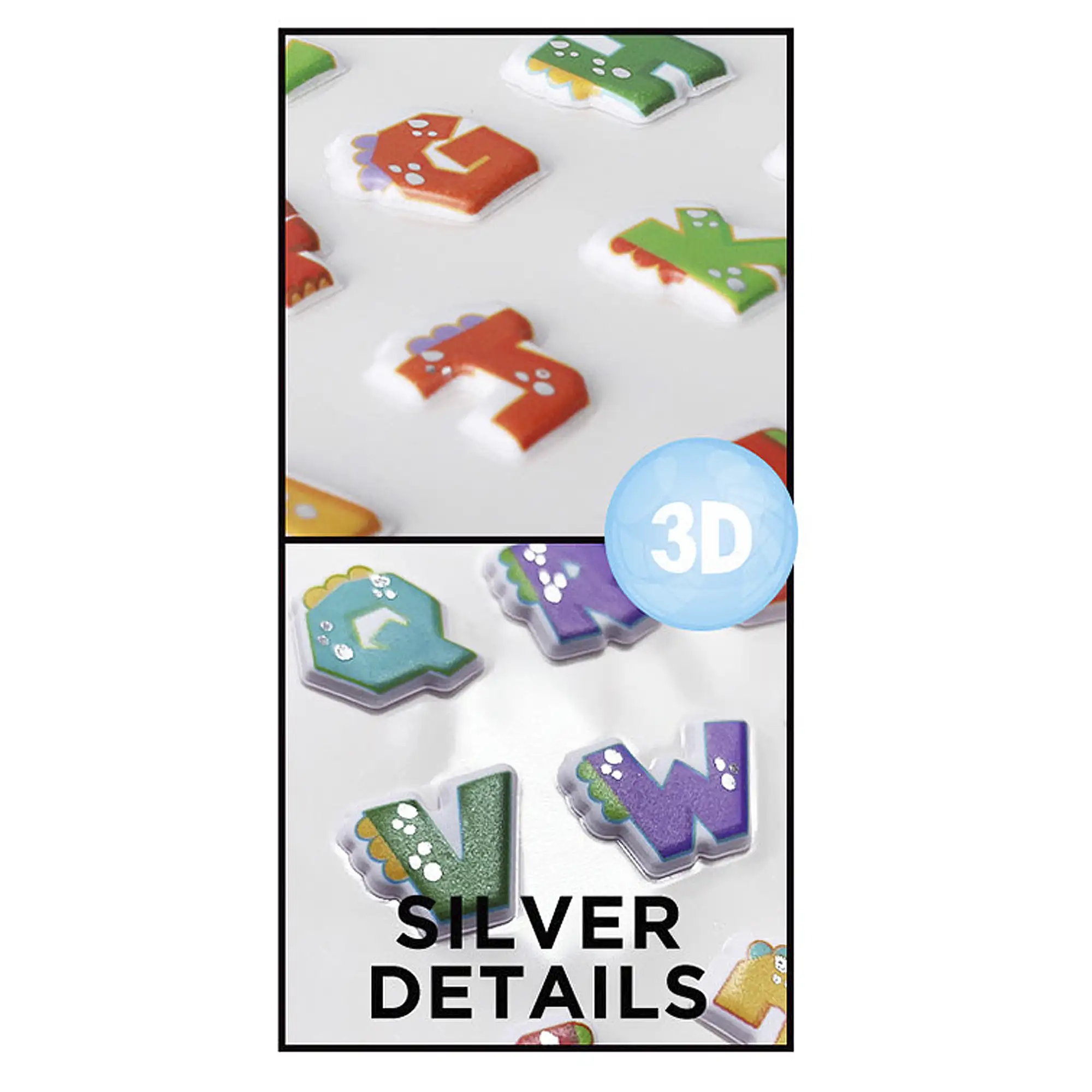 PACK 24 Uds. PEGATINAS STICKERS RELIEVE DISEÑO LETRAS