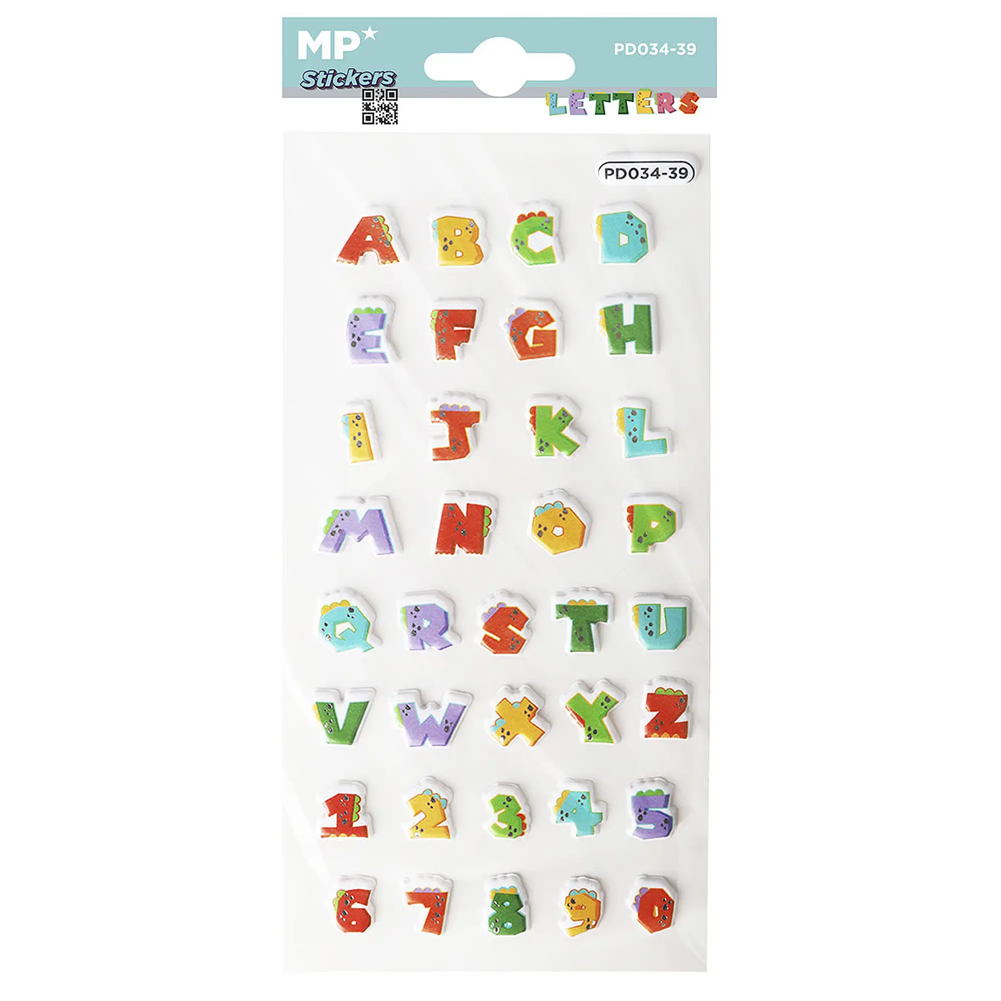 PACK 24 Uds. PEGATINAS STICKERS RELIEVE DISEÑO LETRAS