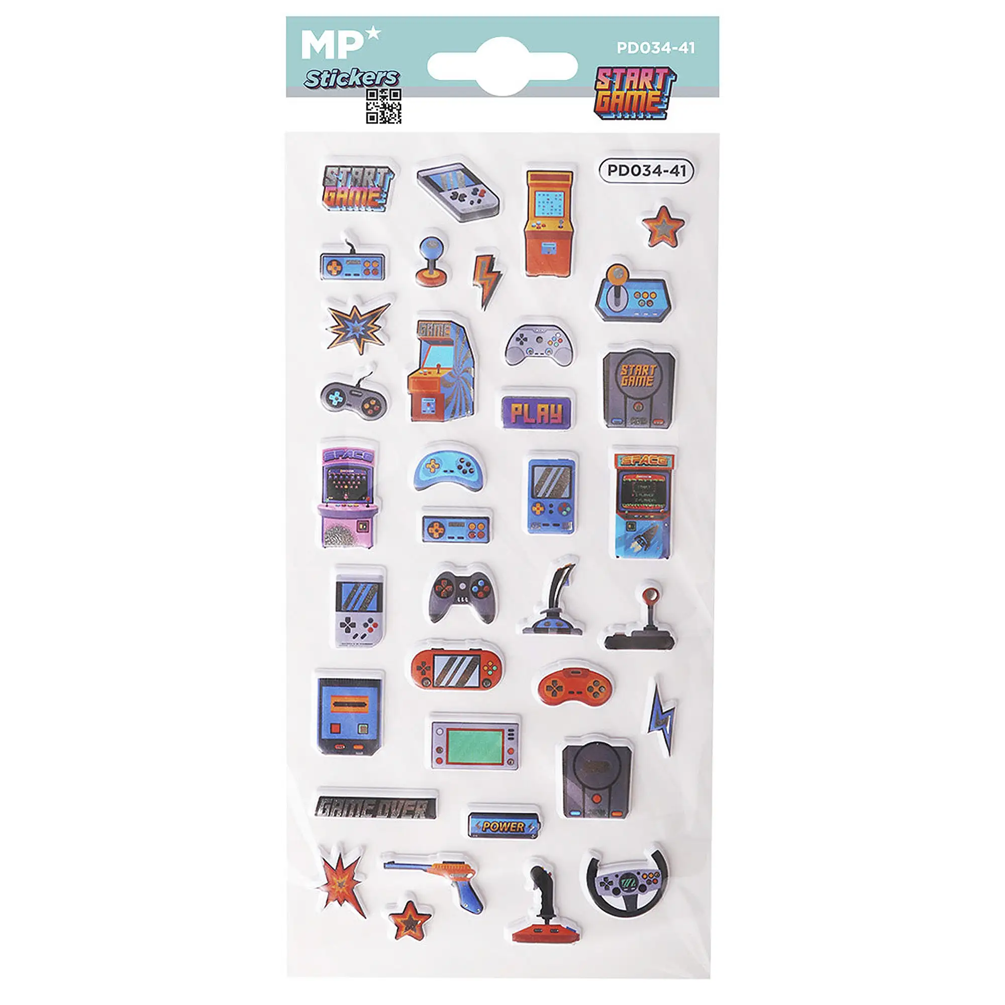 PACK 24 Uds. PEGATINAS STICKERS RELIEVE DISEÑO GAMER