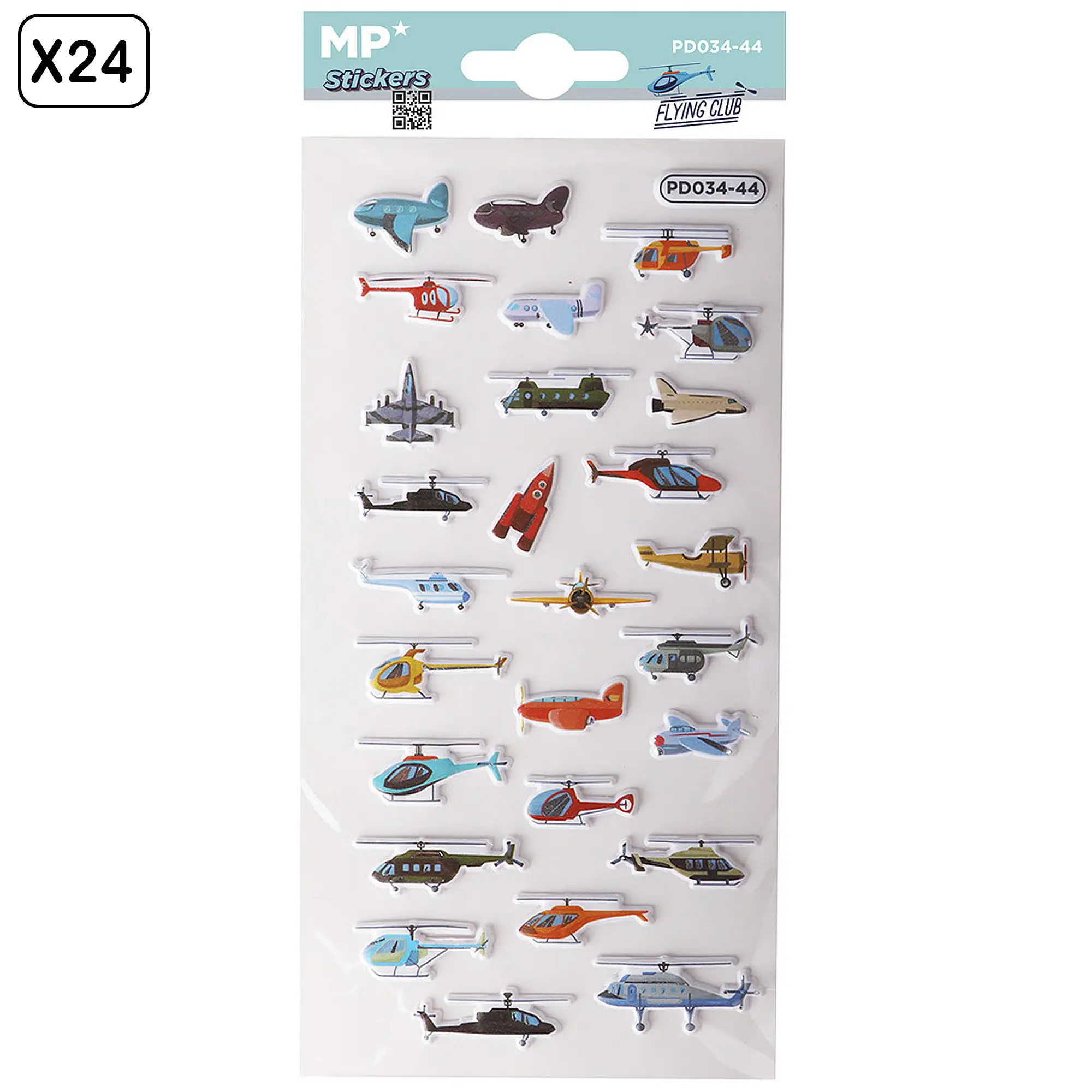 PACK 24 Uds. PEGATINAS STICKERS RELIEVE DISEÑO CLUB DE VUELO