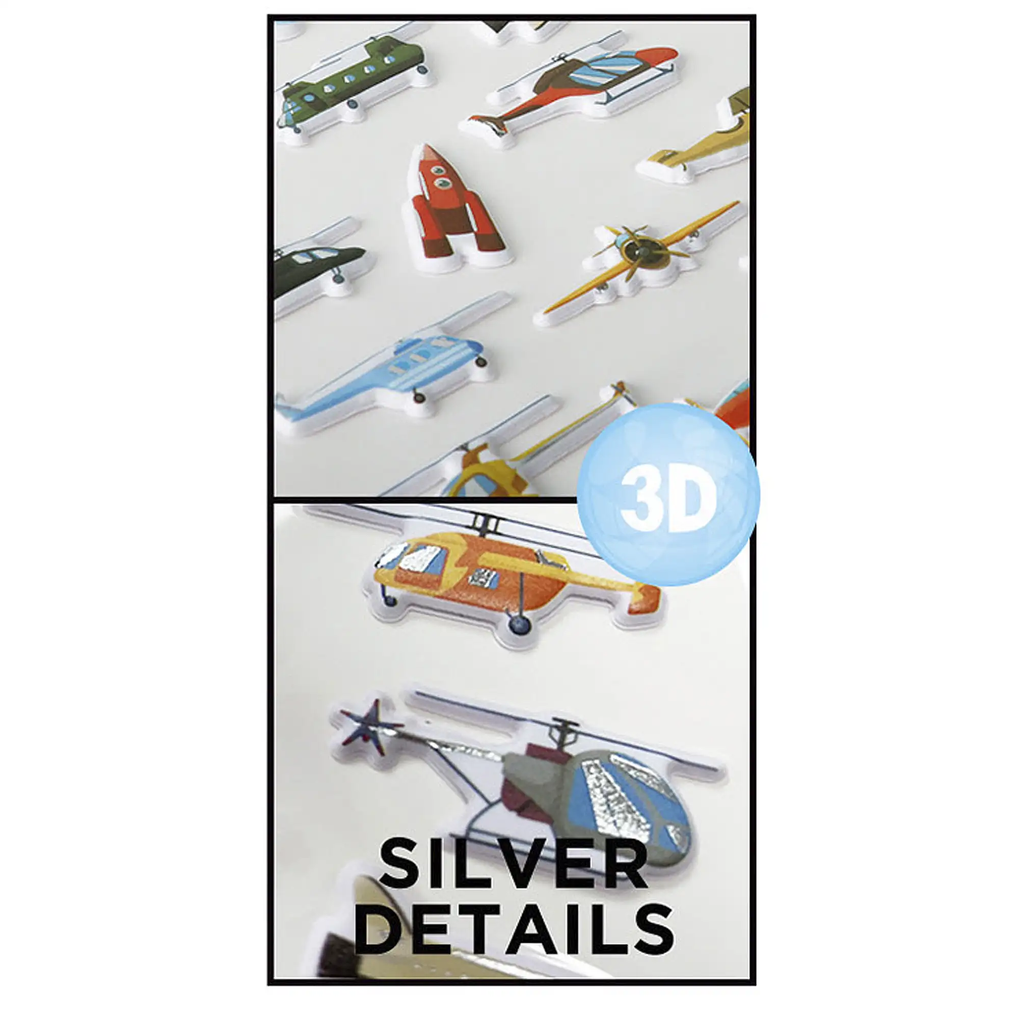 PACK 24 Uds. PEGATINAS STICKERS RELIEVE DISEÑO CLUB DE VUELO