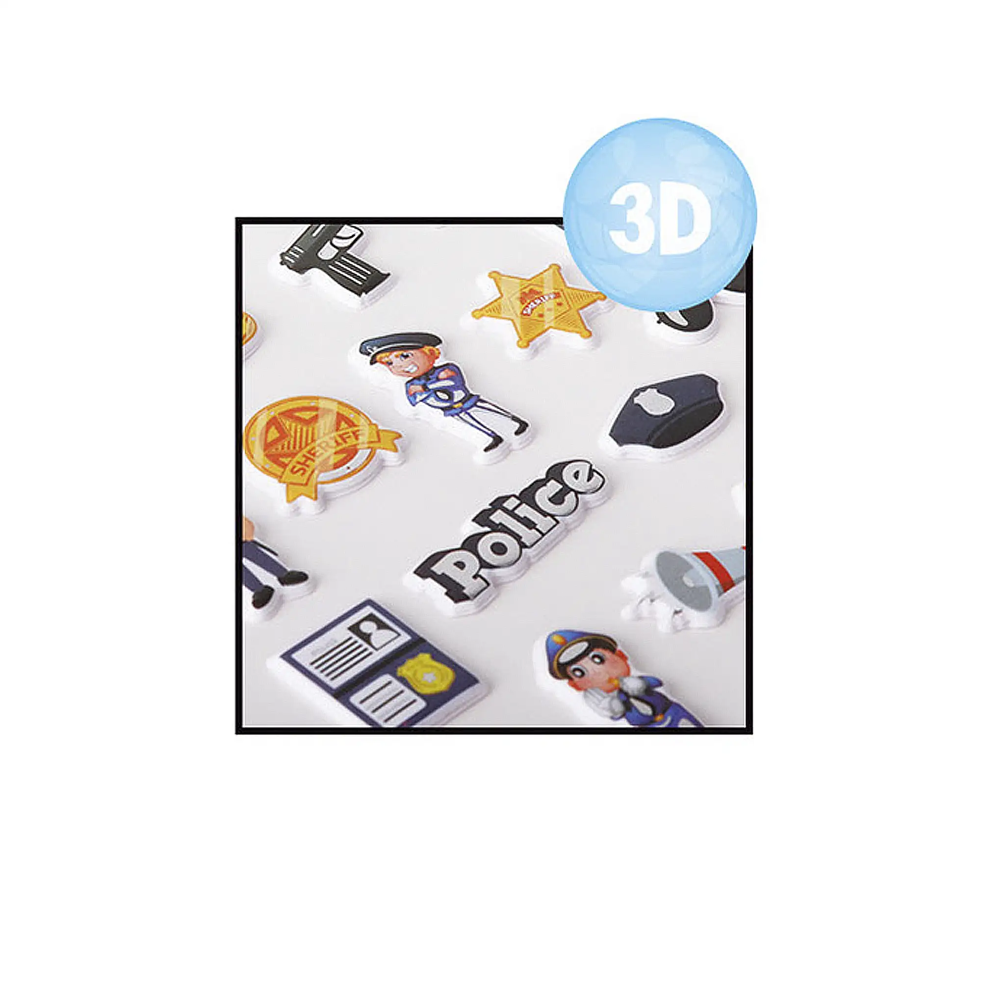PACK 24 Uds. PEGATINAS STICKERS RELIEVE DISEÑO POLICIA