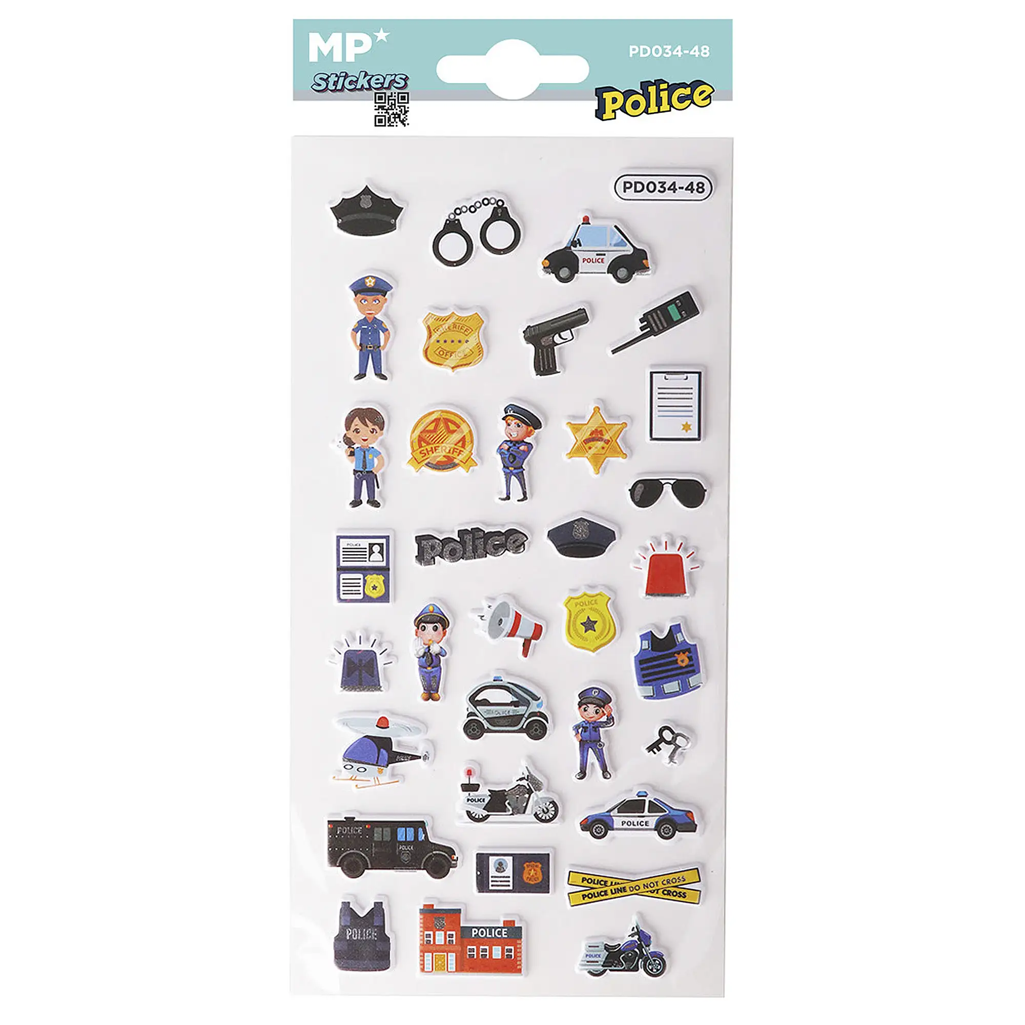 PACK 24 Uds. PEGATINAS STICKERS RELIEVE DISEÑO POLICIA