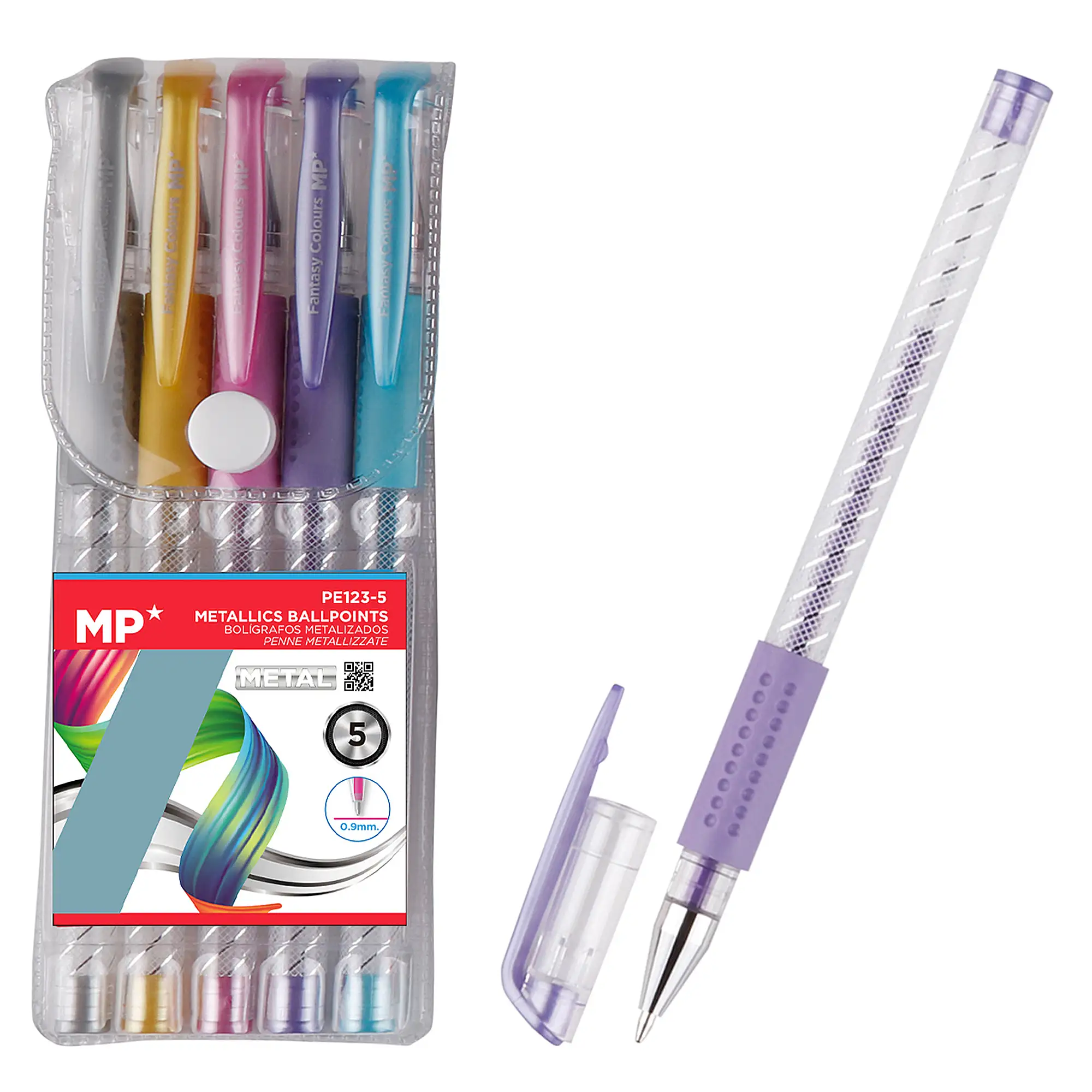 SET BOLÍGRAFOS METALIZADOS 5 COLORES