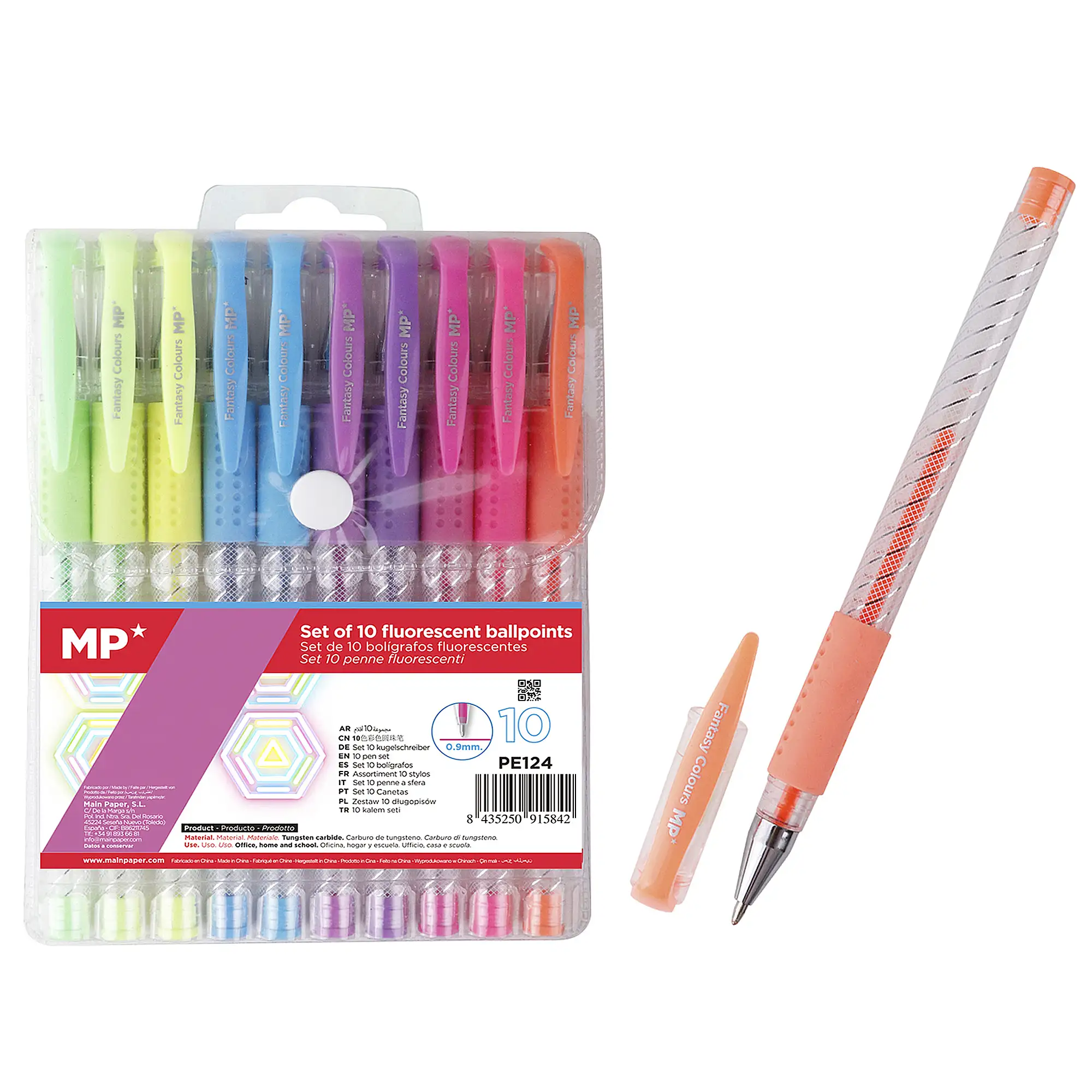 SET BOLÍGRAFOS FLUORESCENTES 10 COLORES