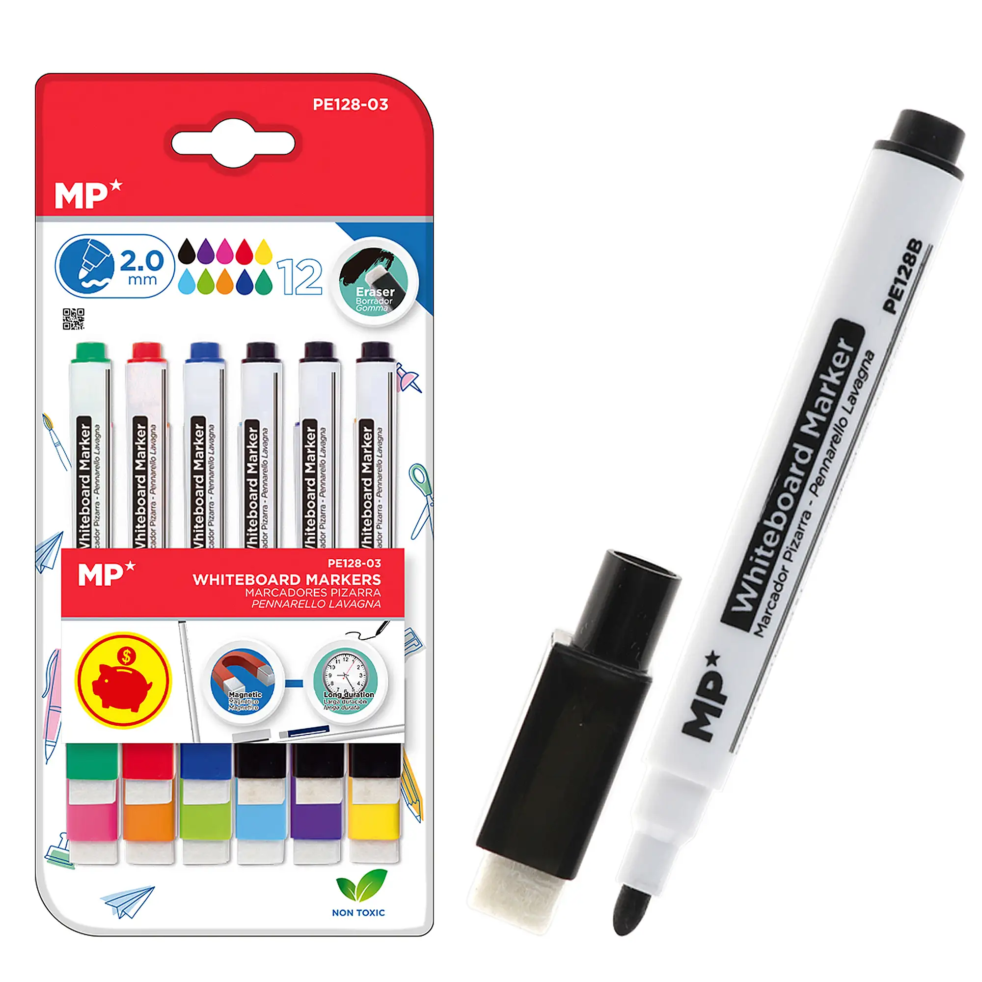 SET MARCADOR DE PIZARRA 6 Uds. COLORES VARIADOS 2mm.
