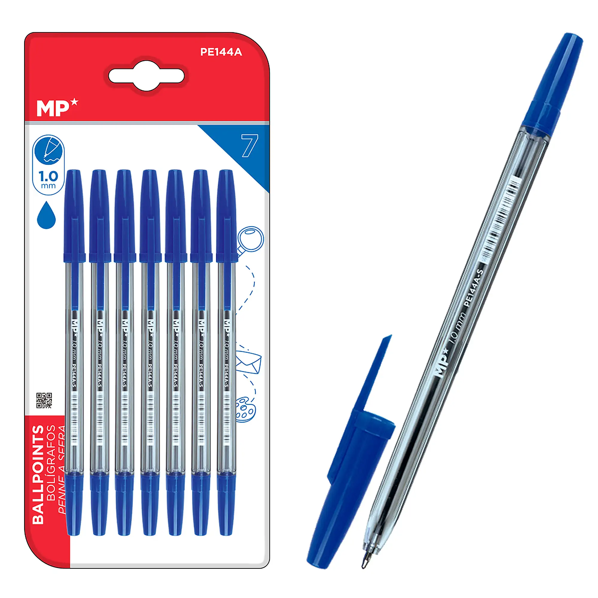 SET 7 BOLÍGRAFOS AZUL PUNTA 1.0 mm
