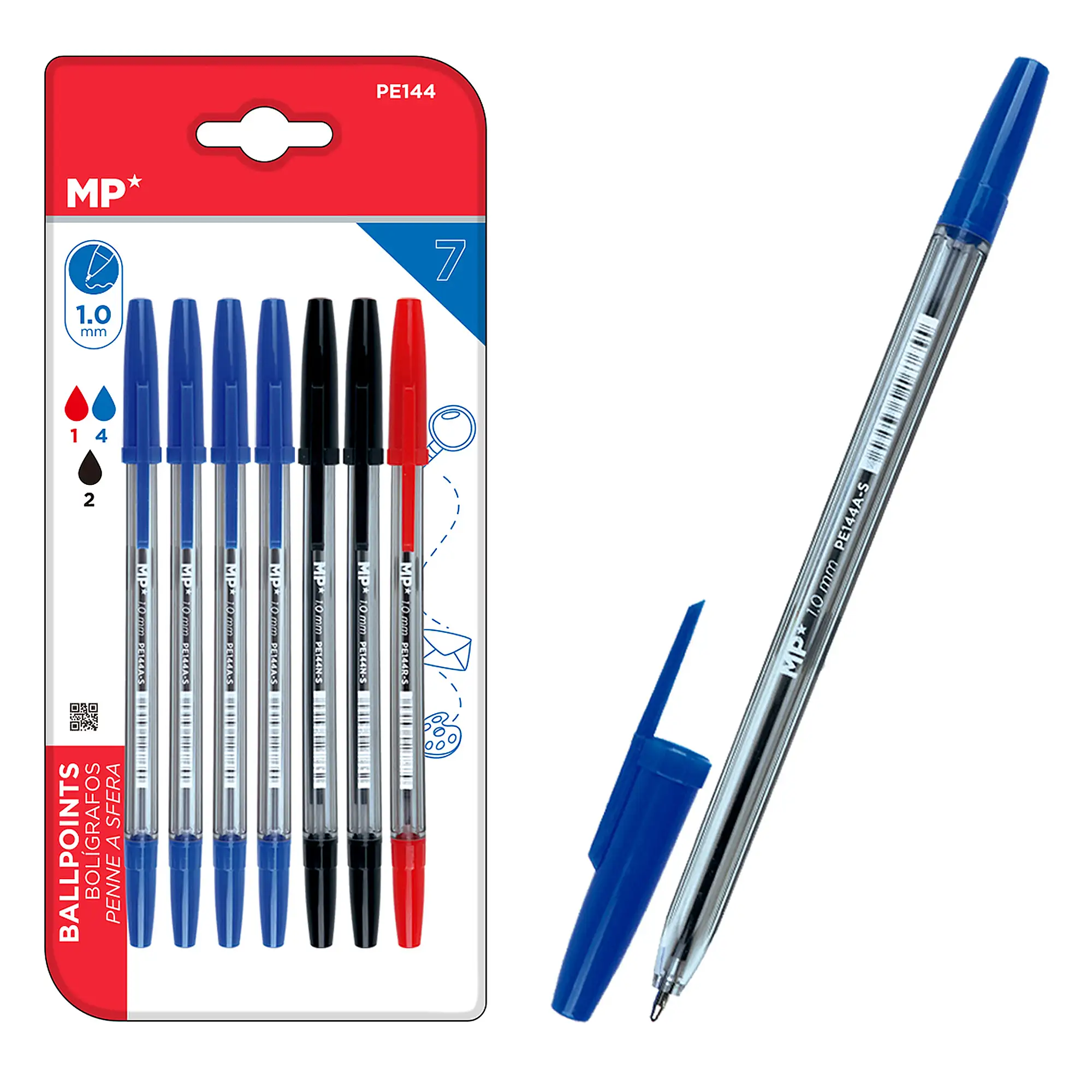 SET 7 BOLÍGRAFOS SURTIDO COLORES  PUNTA 1.0 mm