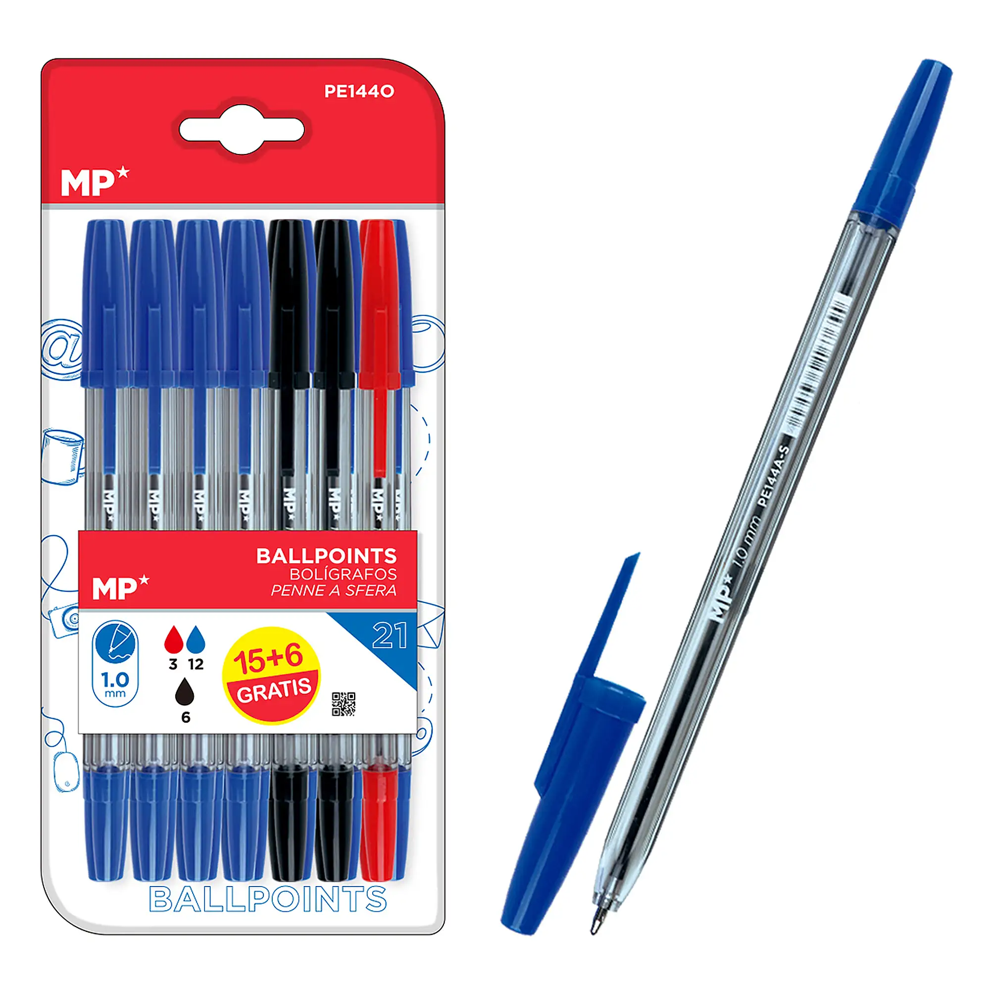SET 21 BOLÍGRAFOS SURTIDO COLORES  PUNTA 1.0 mm