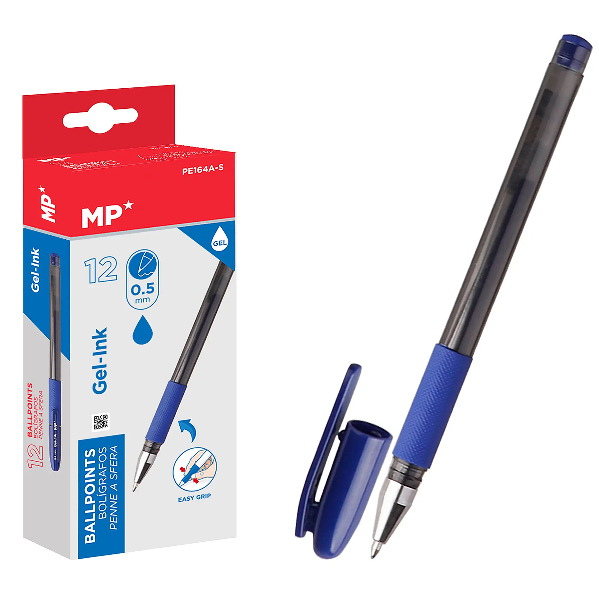 PACK 12 BOLÍGRAFOS  DE TINTA DE GEL AZUL PUNTA 0.5 mm
