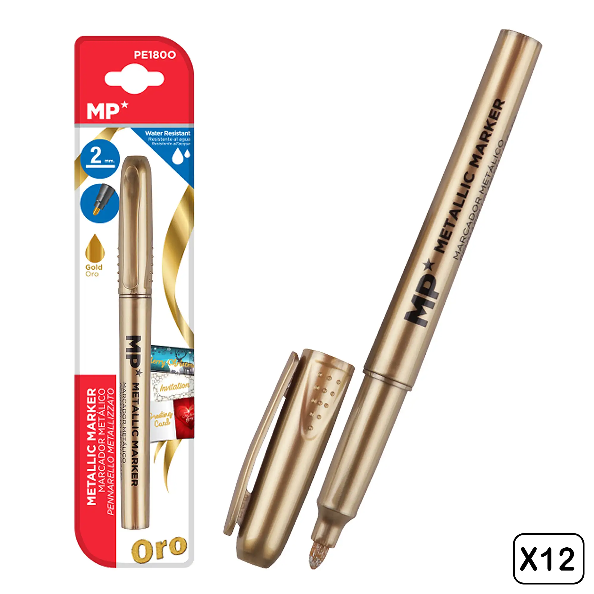 PACK 12 ROTULADORES METALIZADOS ORO