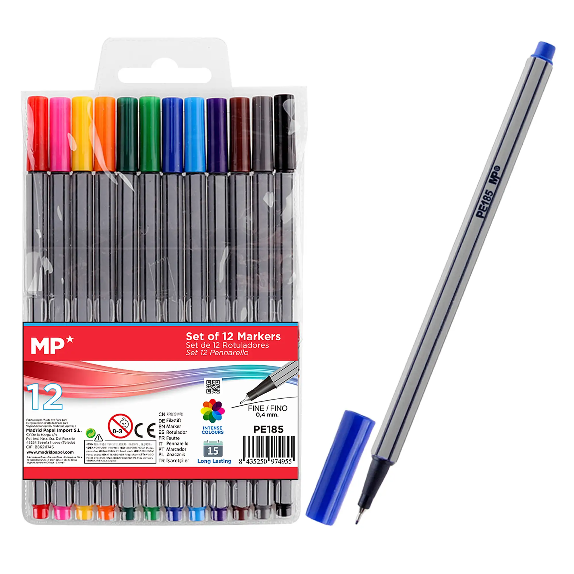 12 PACKS DE ROTULADOR PUNTA FINA 0.4 mm 12 COLORES