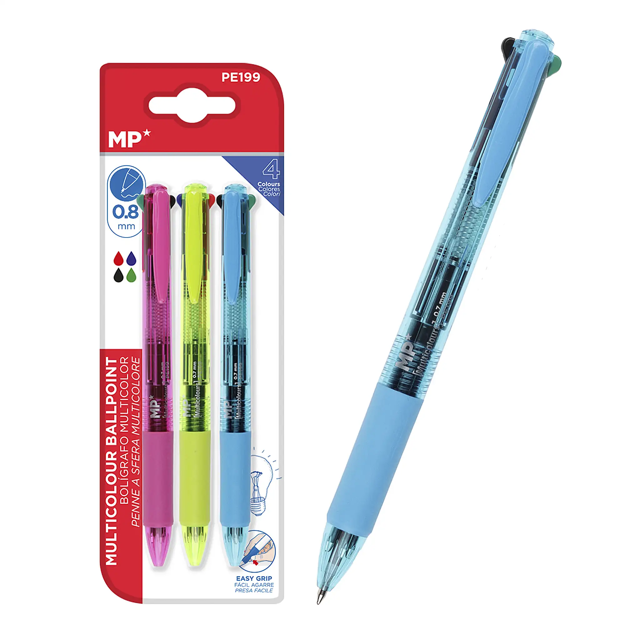 12 PACKS BOLÍGRAFO 4 COLORES 3 Uds.