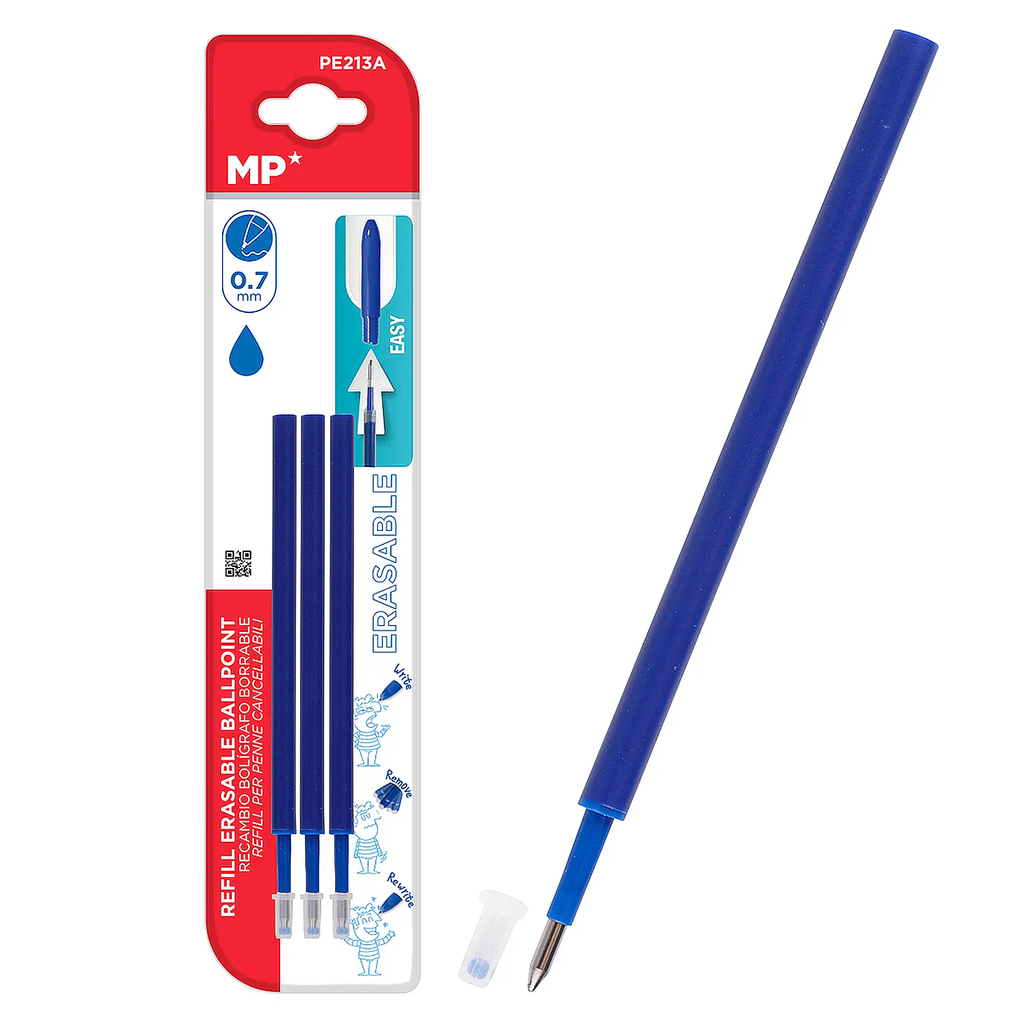 24 PACKS RECAMBIO PARA BOLÍGRAFO BORRABLE AZUL 3 Uds.