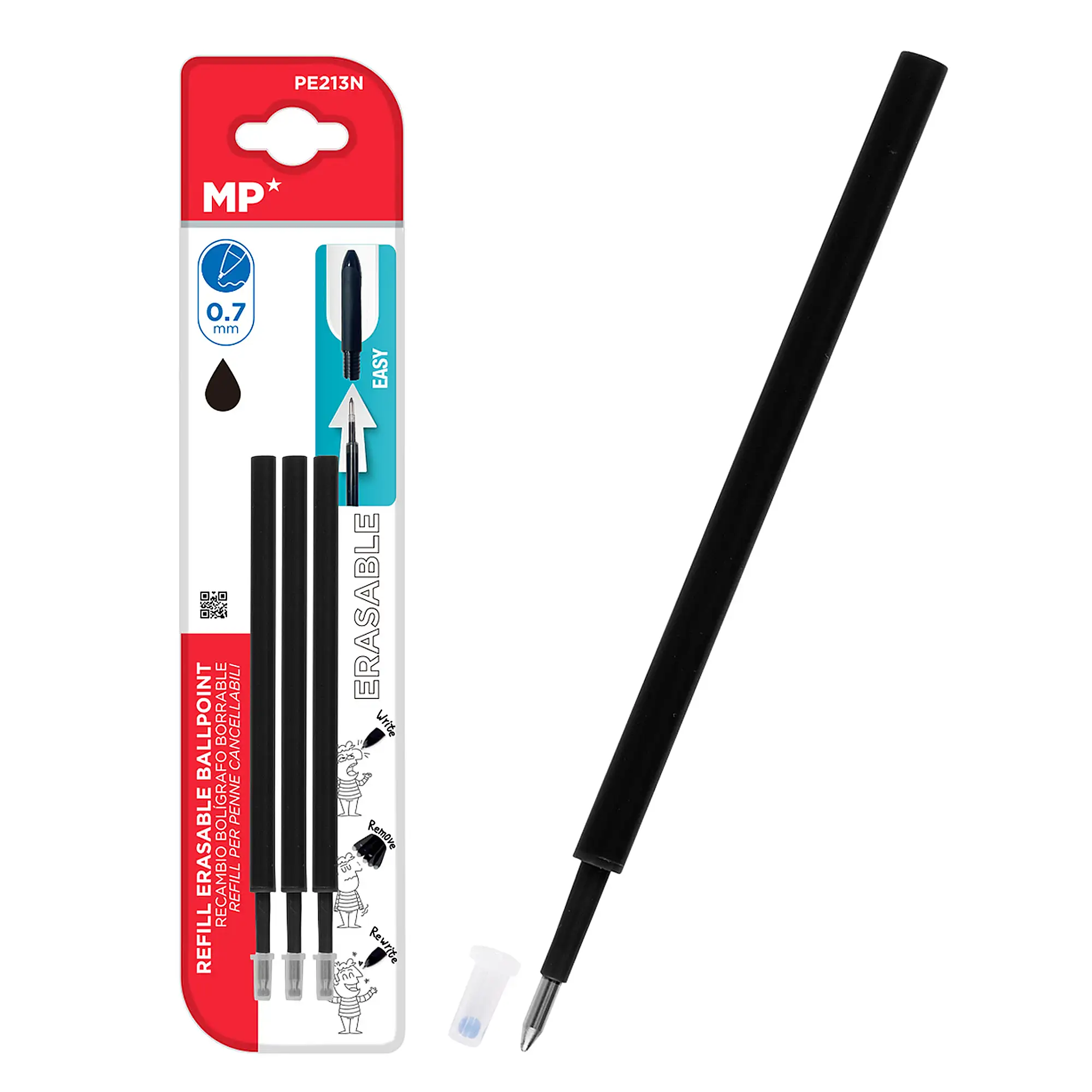 24 PACKS RECAMBIO PARA BOLÍGRAFO BORRABLE NEGRO 3 Uds.