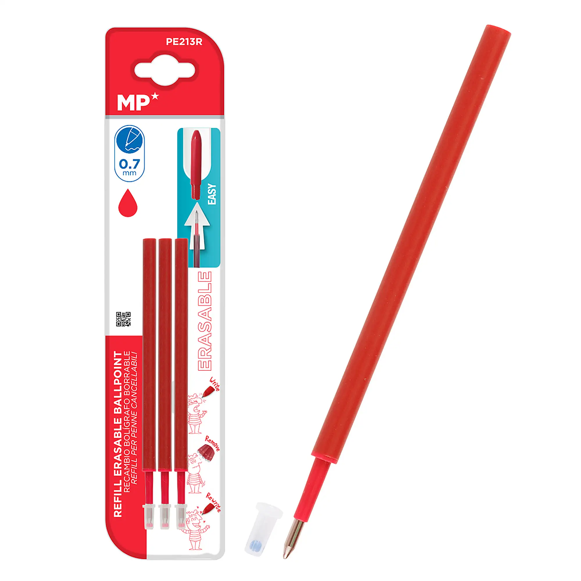 24 PACKS RECAMBIO PARA BOLÍGRAFO BORRABLE ROJO 3 Uds.