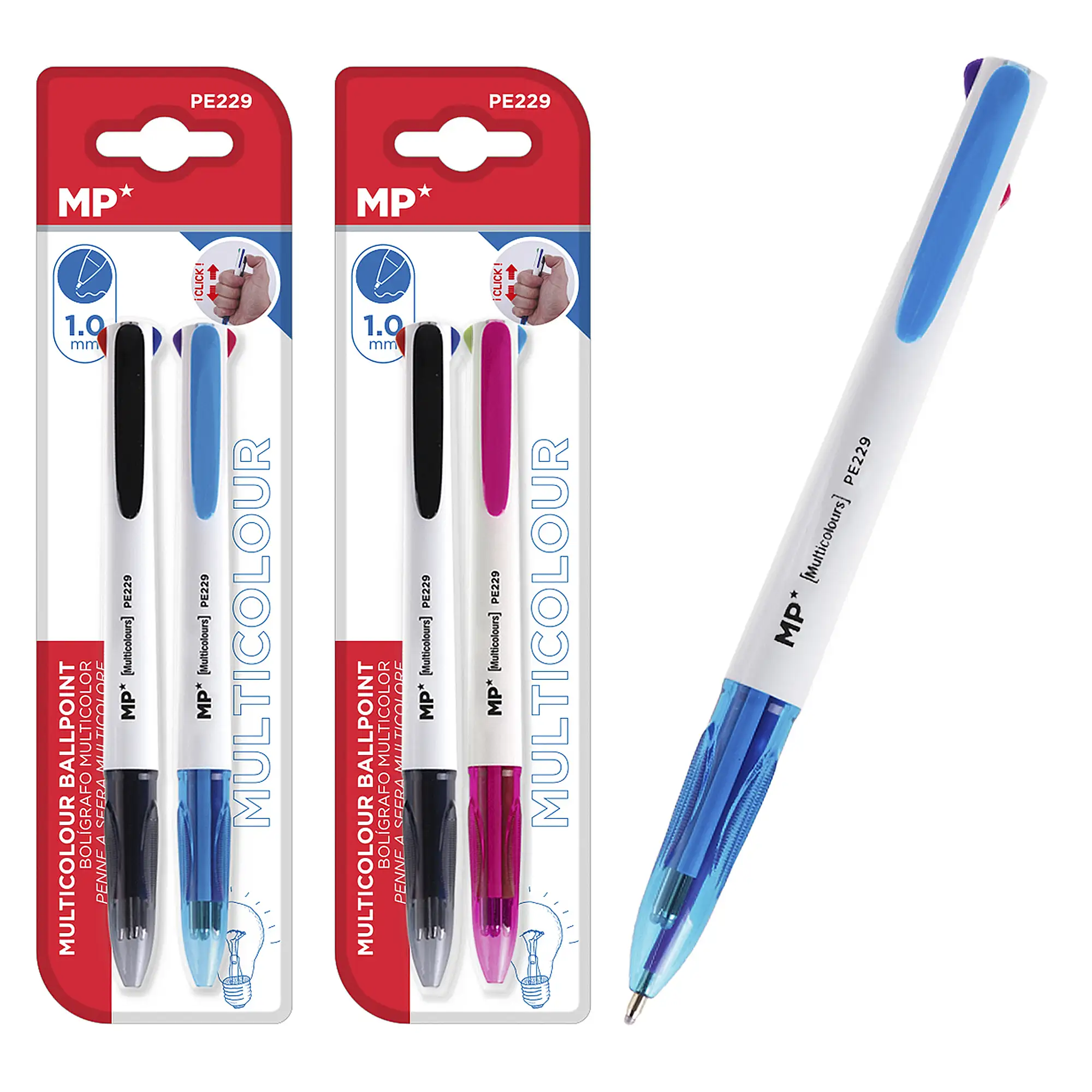 12 PACKS BOLÍGRAFO 4 COLORES 1.0 mm 2 Uds.