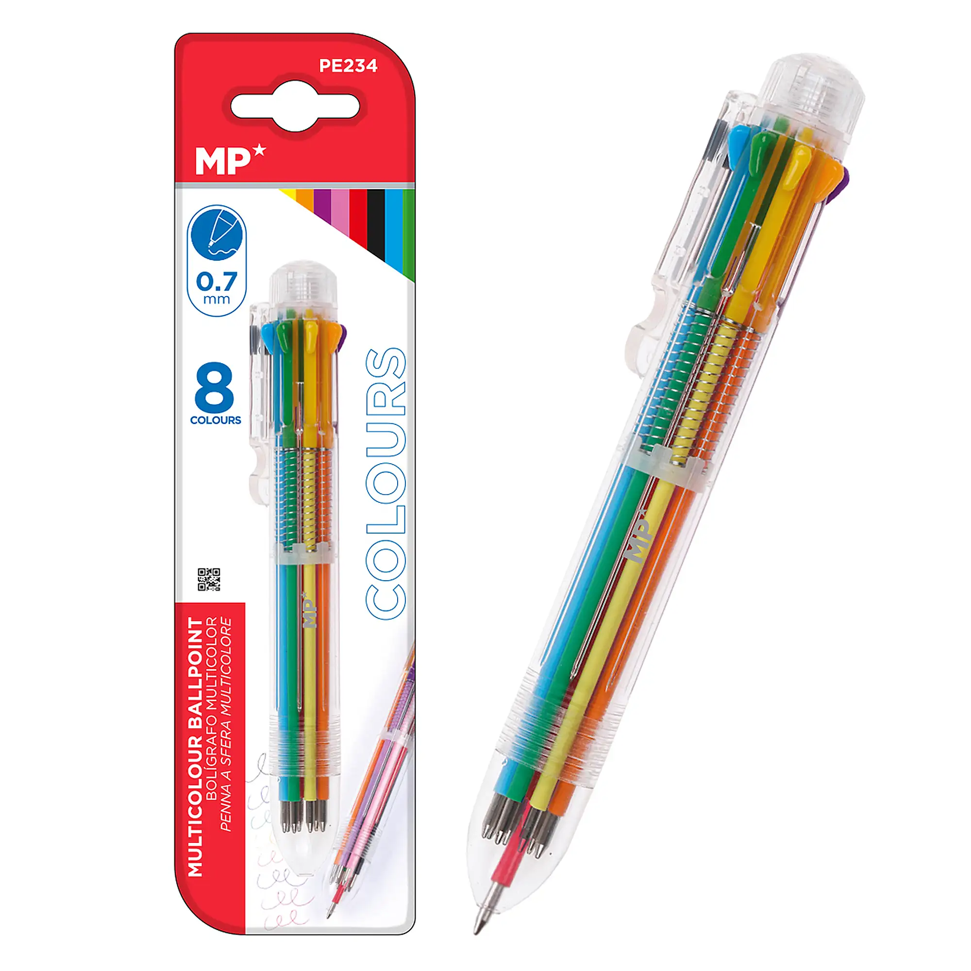 PACK 12 BOLÍGRAFOS 8 COLORES 07 mm