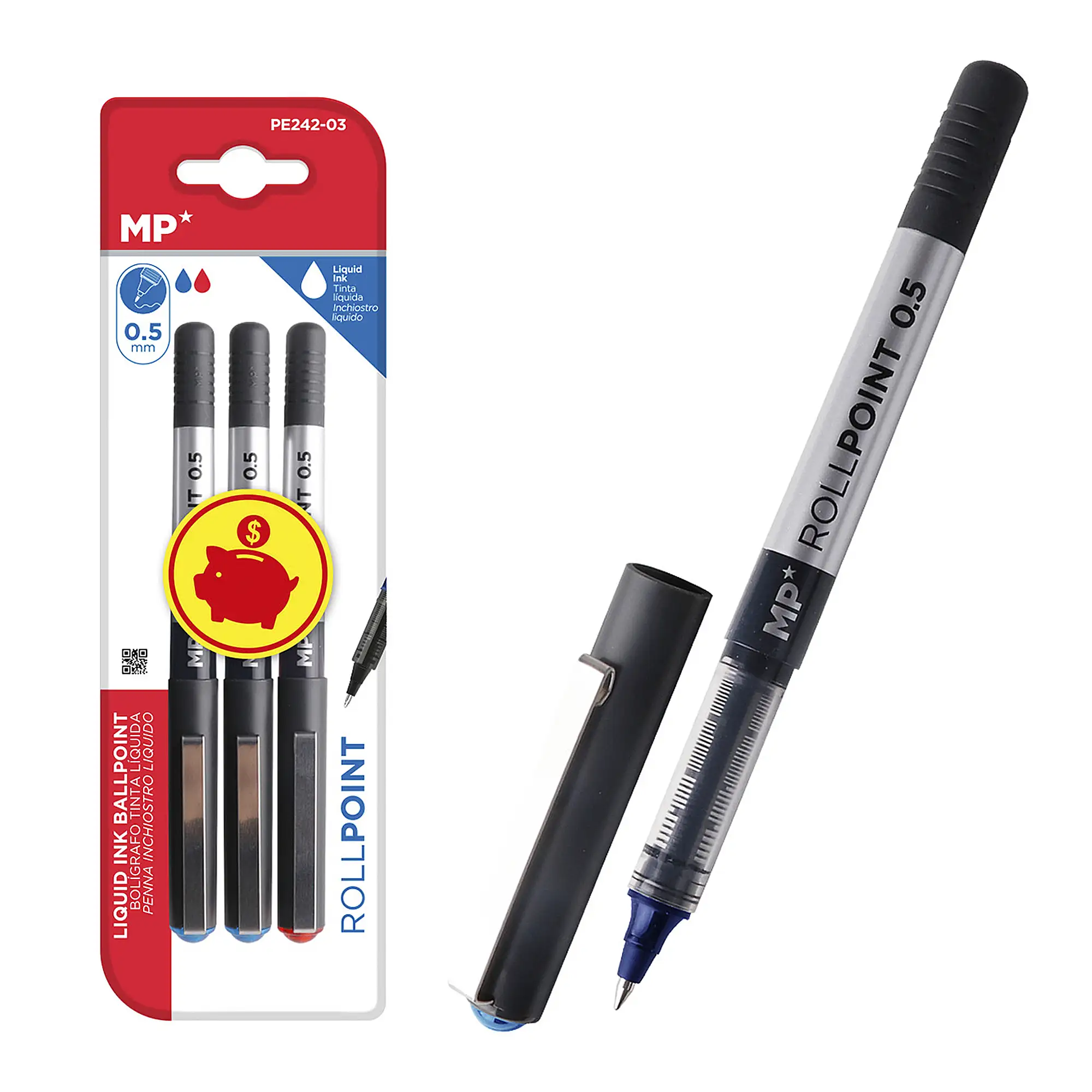 SET BOLÍGRAFOS G5 TINTA LÍQUIDA PUNTA BALL 3 Uds.