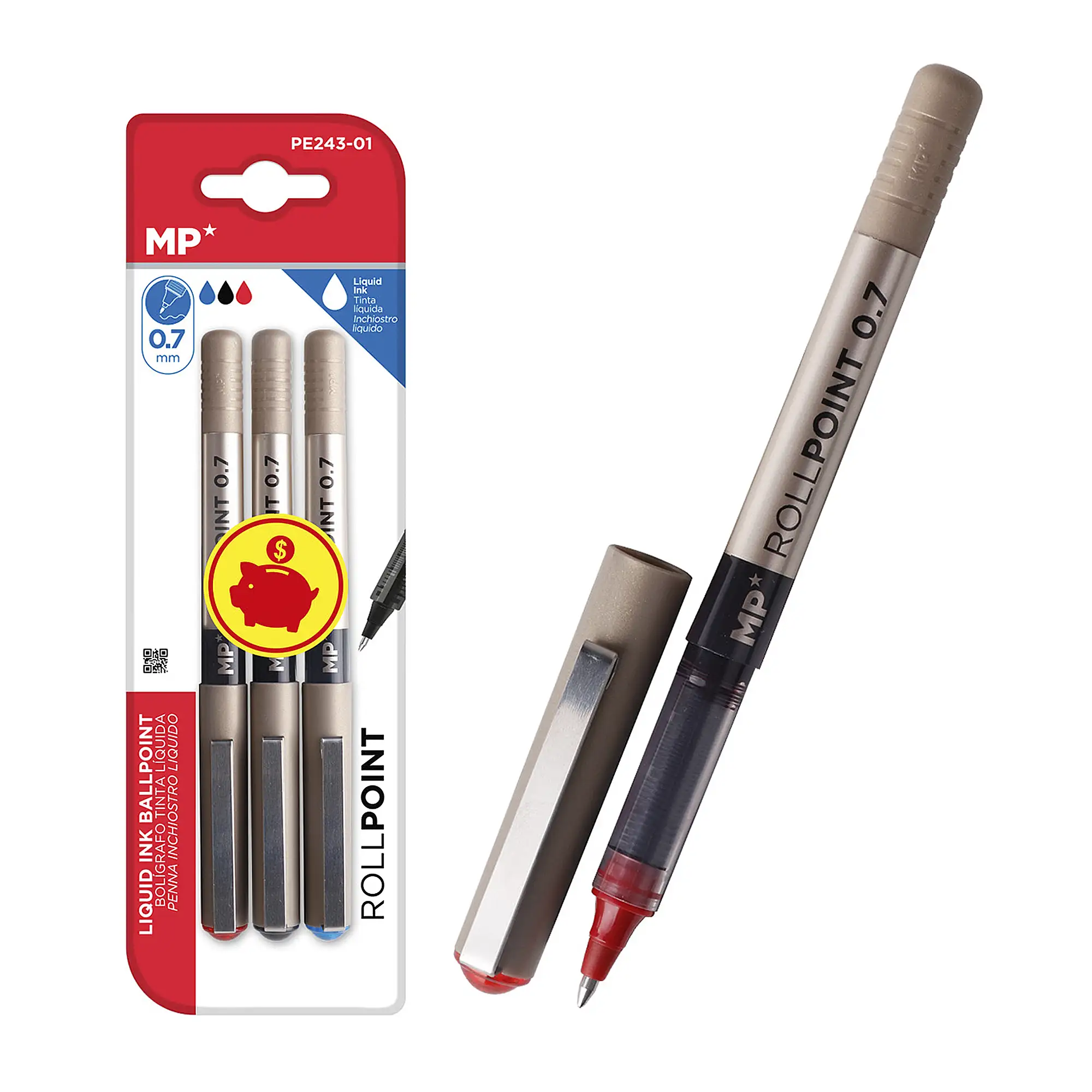 SET BOLÍGRAFOS G7 TINTA LÍQUIDA PUNTA BALL 3 Uds.