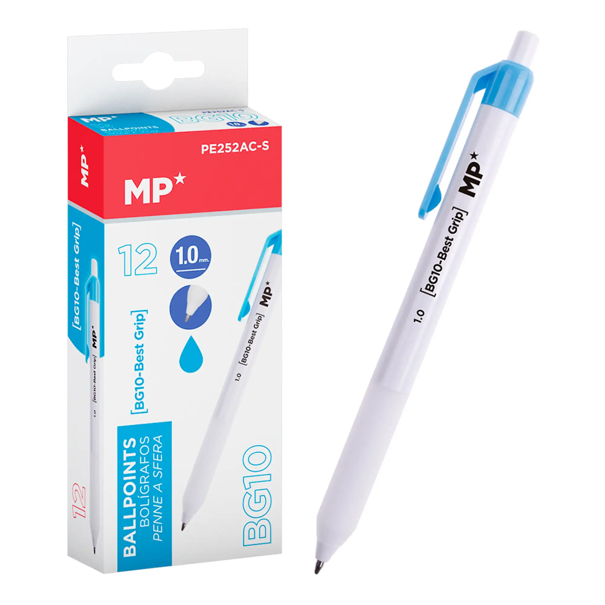 PACK 12 BOLÍGRAFOS 1.0 mm AZUL CLARO