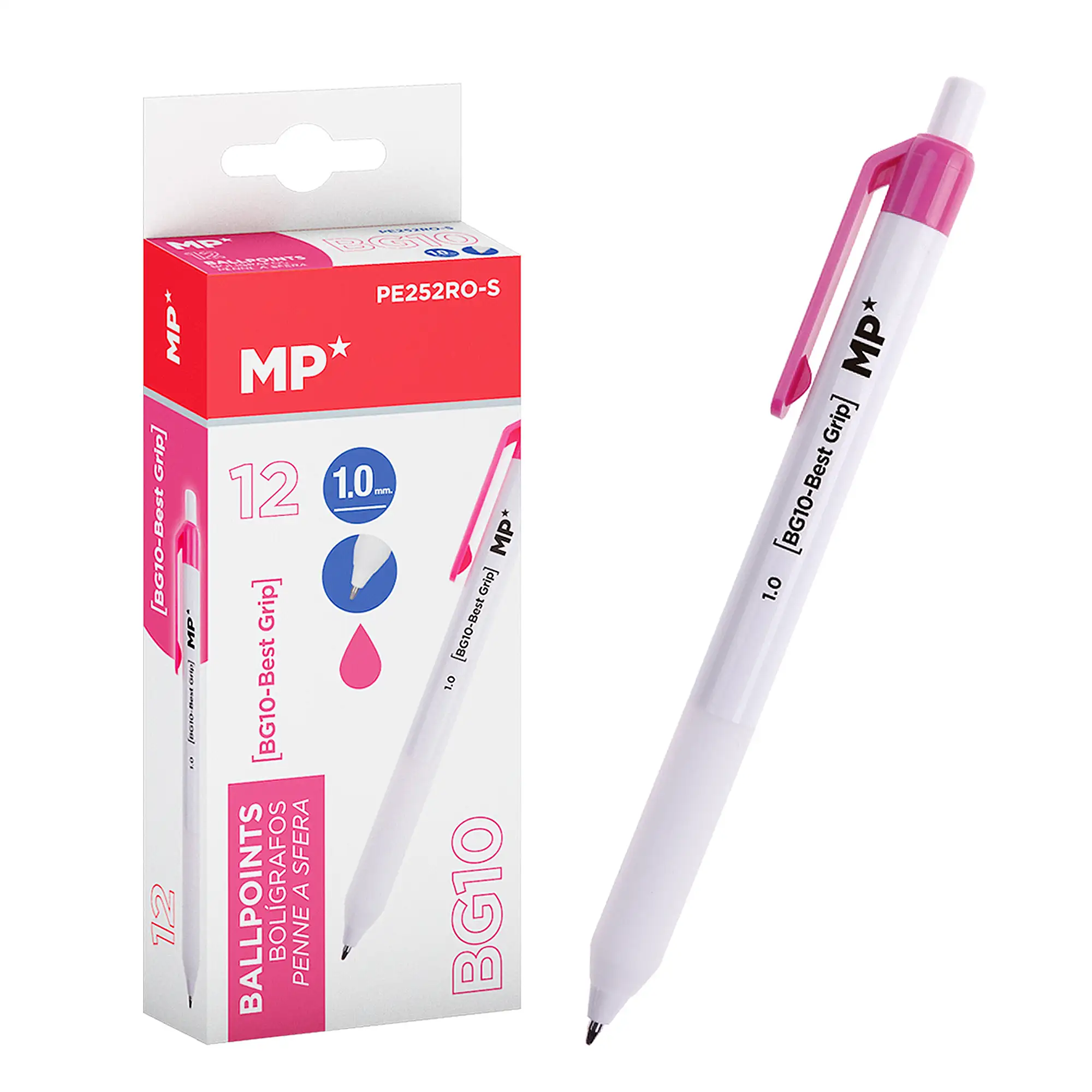 PACK 12 BOLÍGRAFOS 1.0 mm ROSA